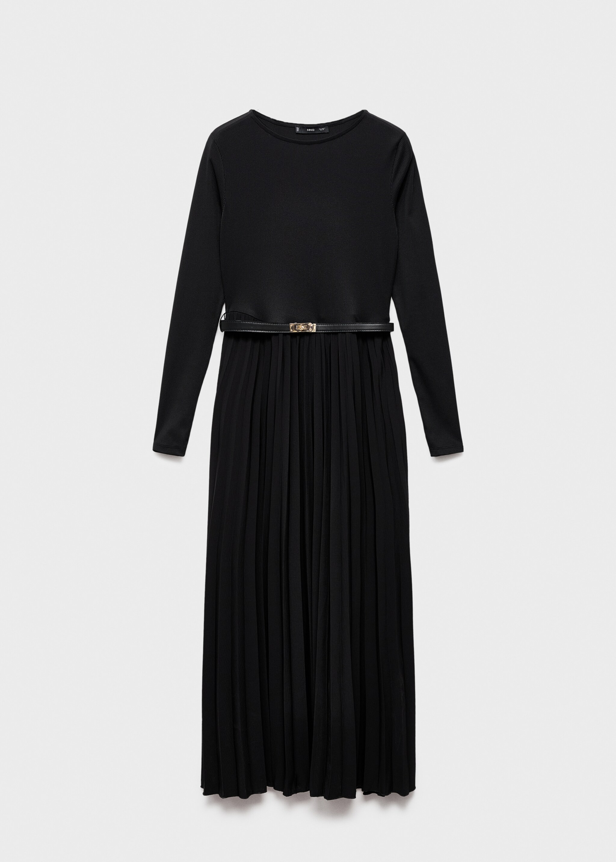 Pleated dress with belt - Article without model, Black. Ref: 17056729-00.