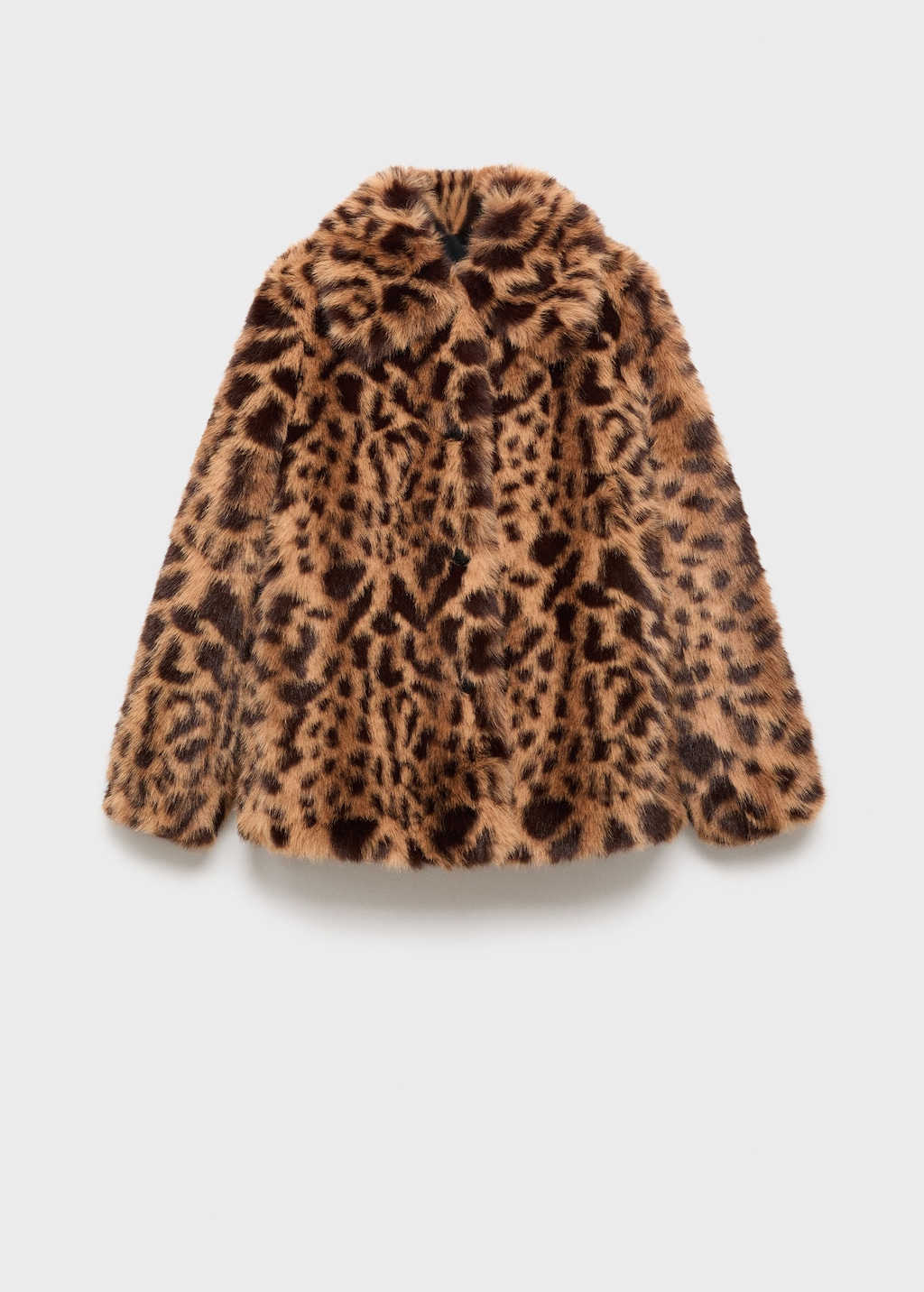 Leopard-print fur-effect coat