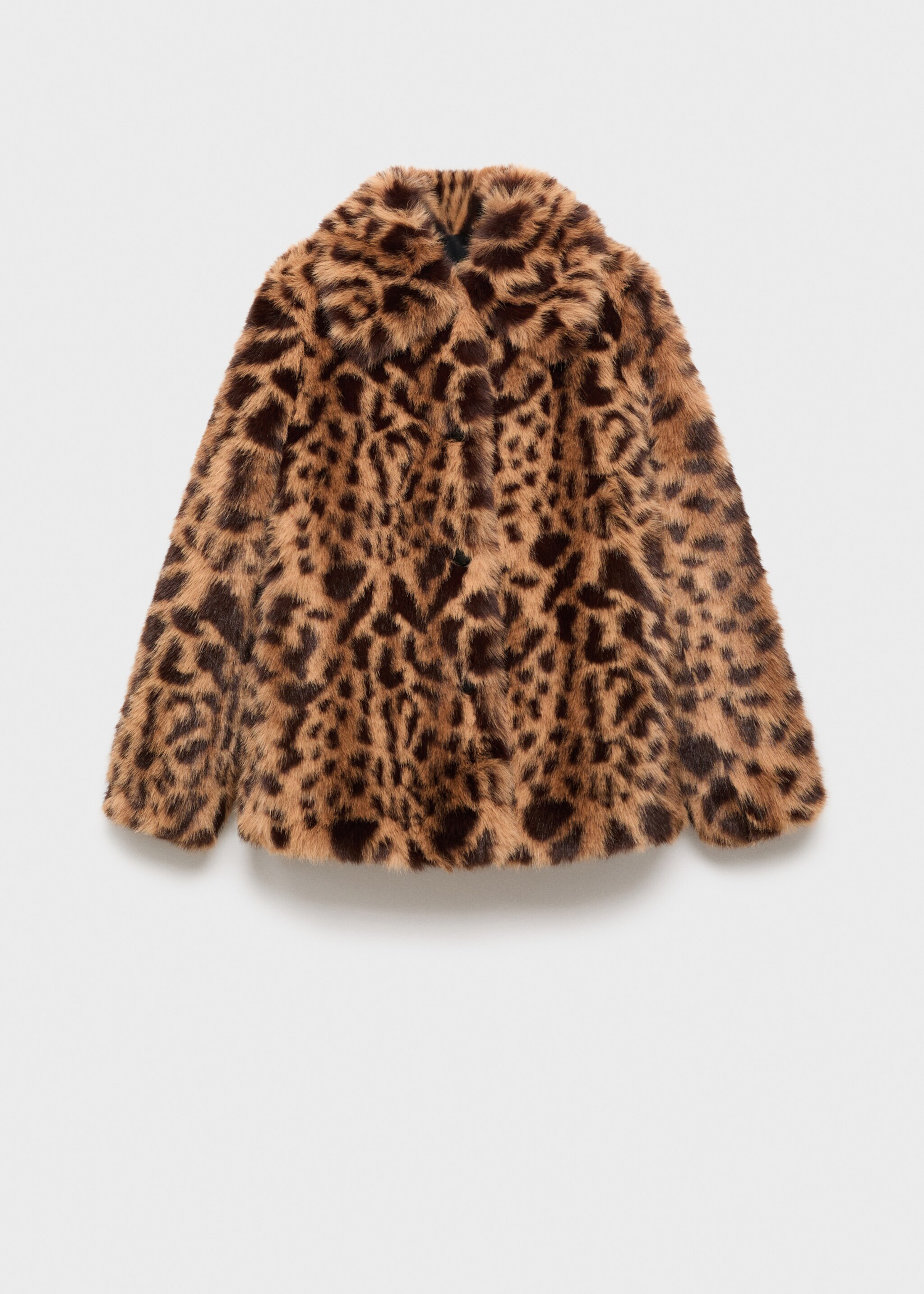 Fur-effect leopard-print coat - Article without model, Medium Brown. Ref: 17056732-00.