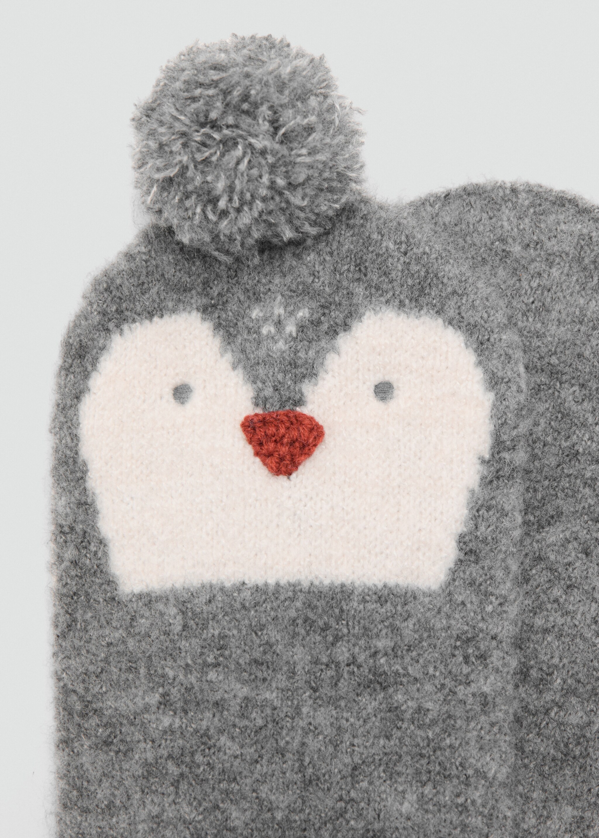 Pinguin-Strickschal - Mittlere Ansicht, Grau. Ref: 17056741-00.