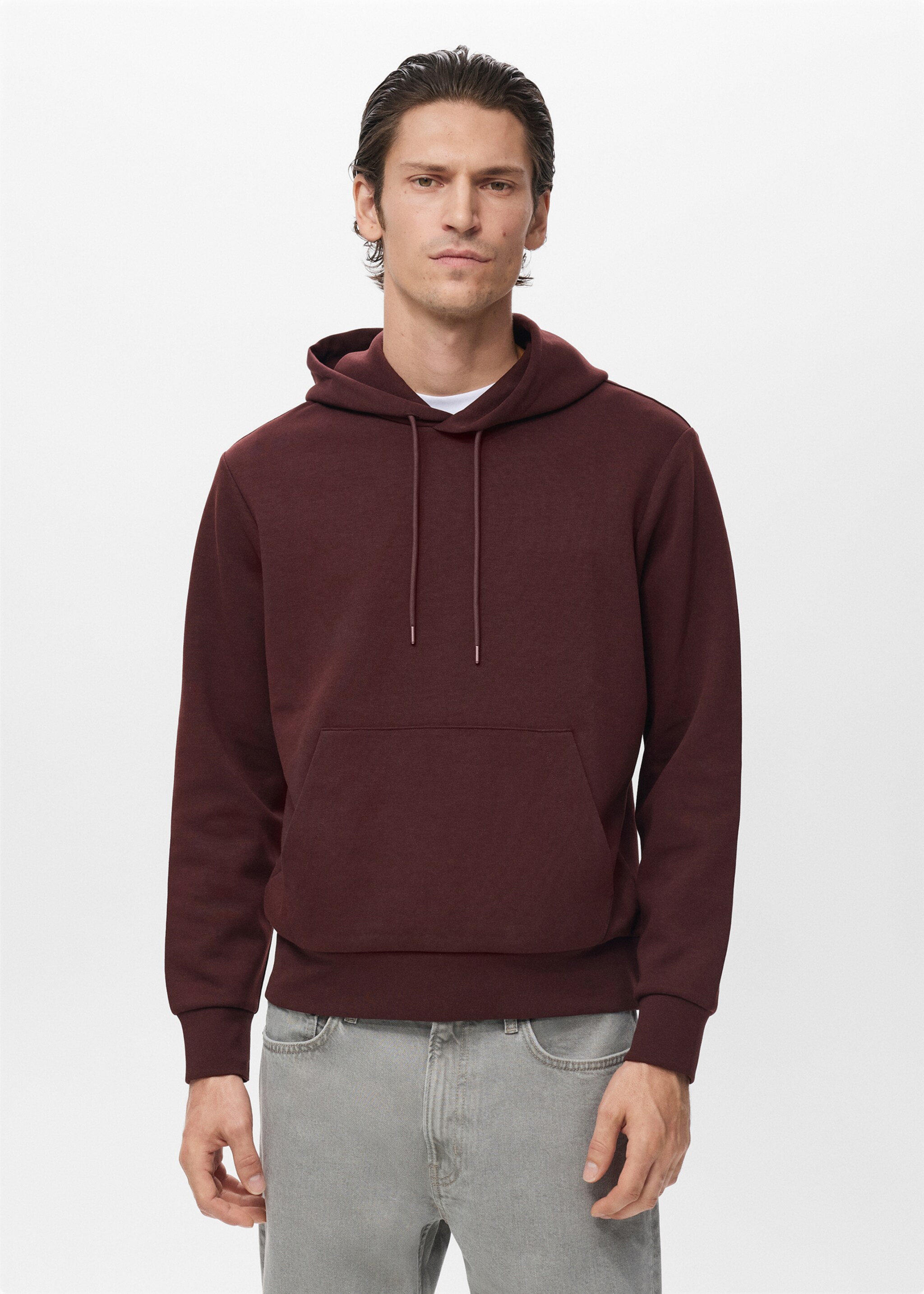 Regular-fit hoodie - Medium plane, Wine. Ref: 17056742-00.