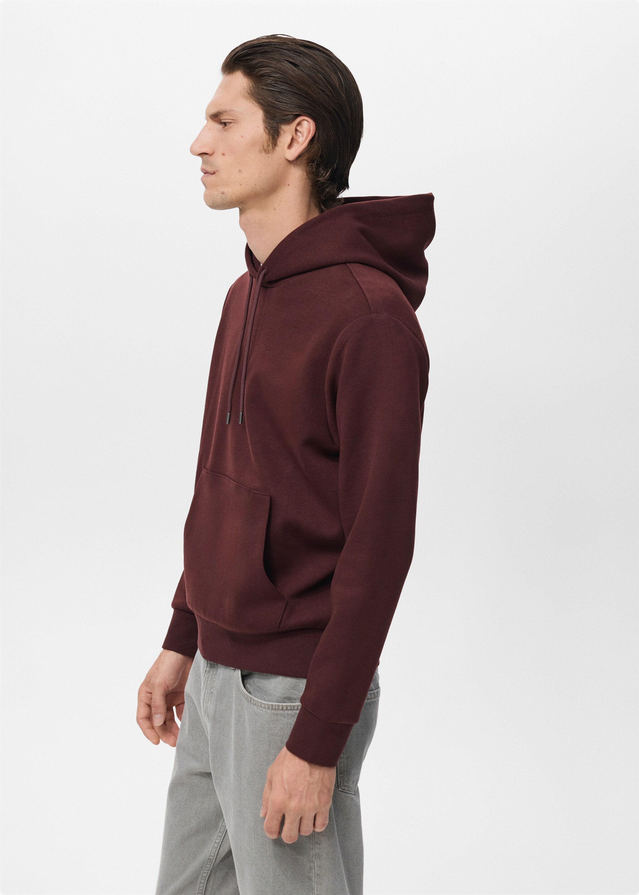 Regular-fit hoodie - Details of the article 2, Wine. Ref: 17056742-00.