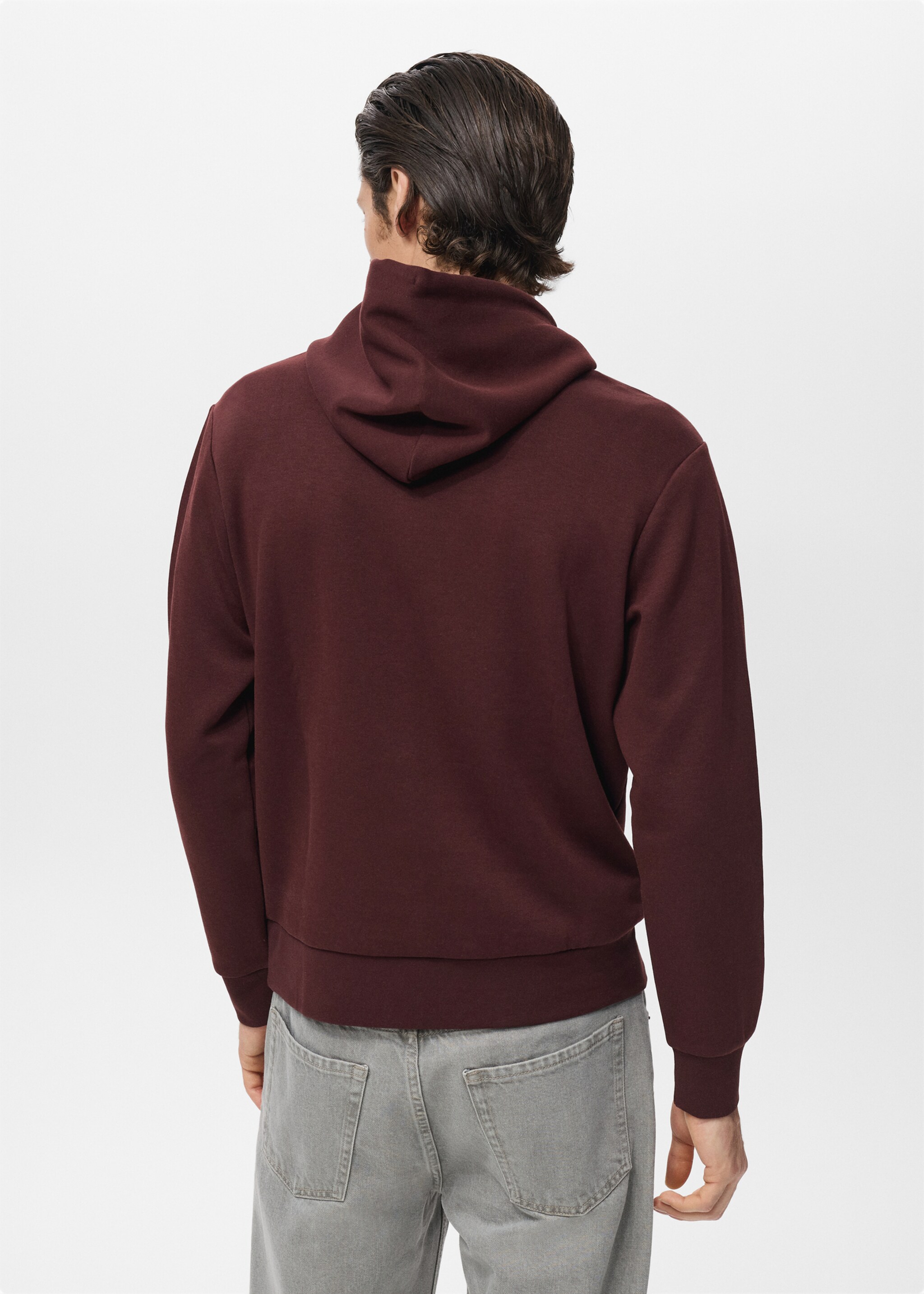 Regular-fit hoodie - Reverse of the article, Wine. Ref: 17056742-00.