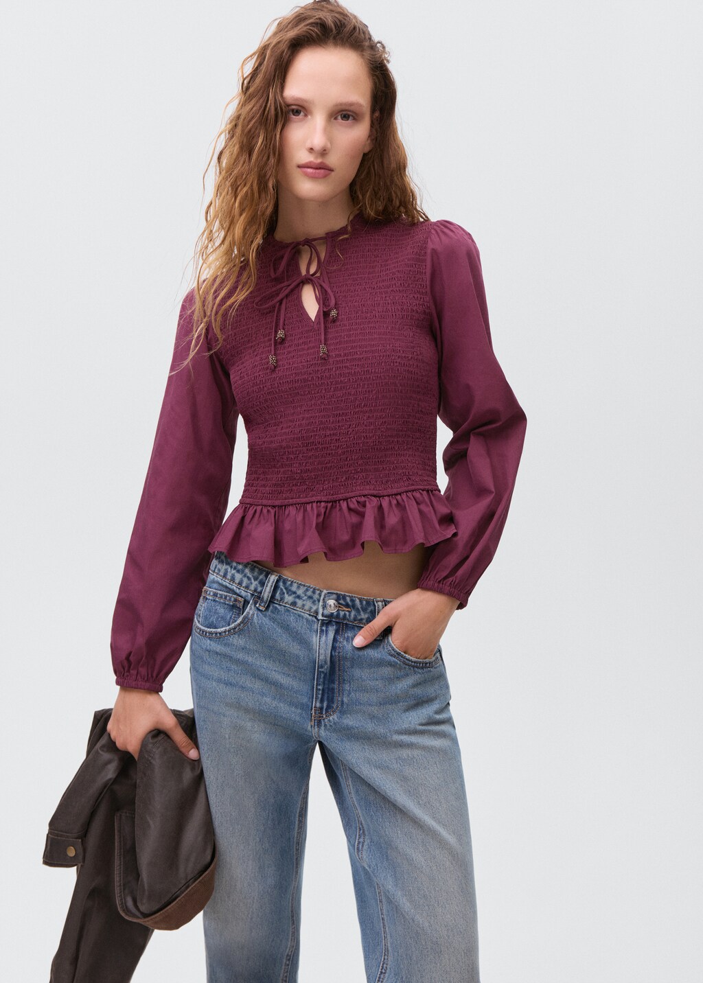 Blouse with gathered bows