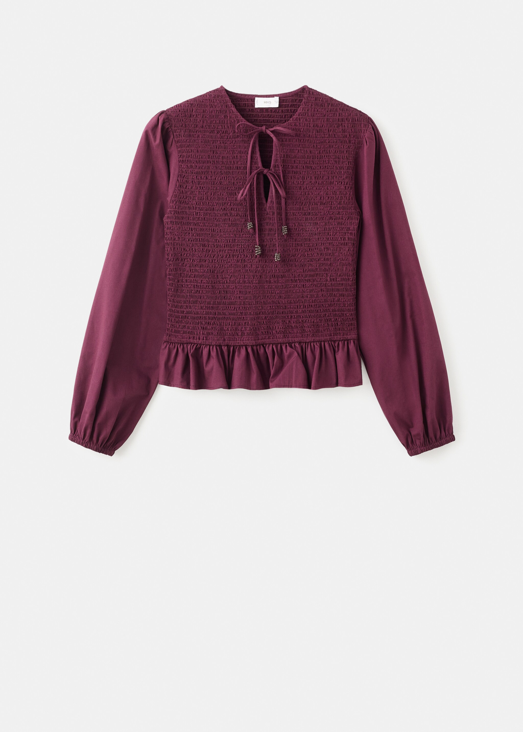 Blouse with gathered bows - Article without model, Purple. Ref: 17057123-00.