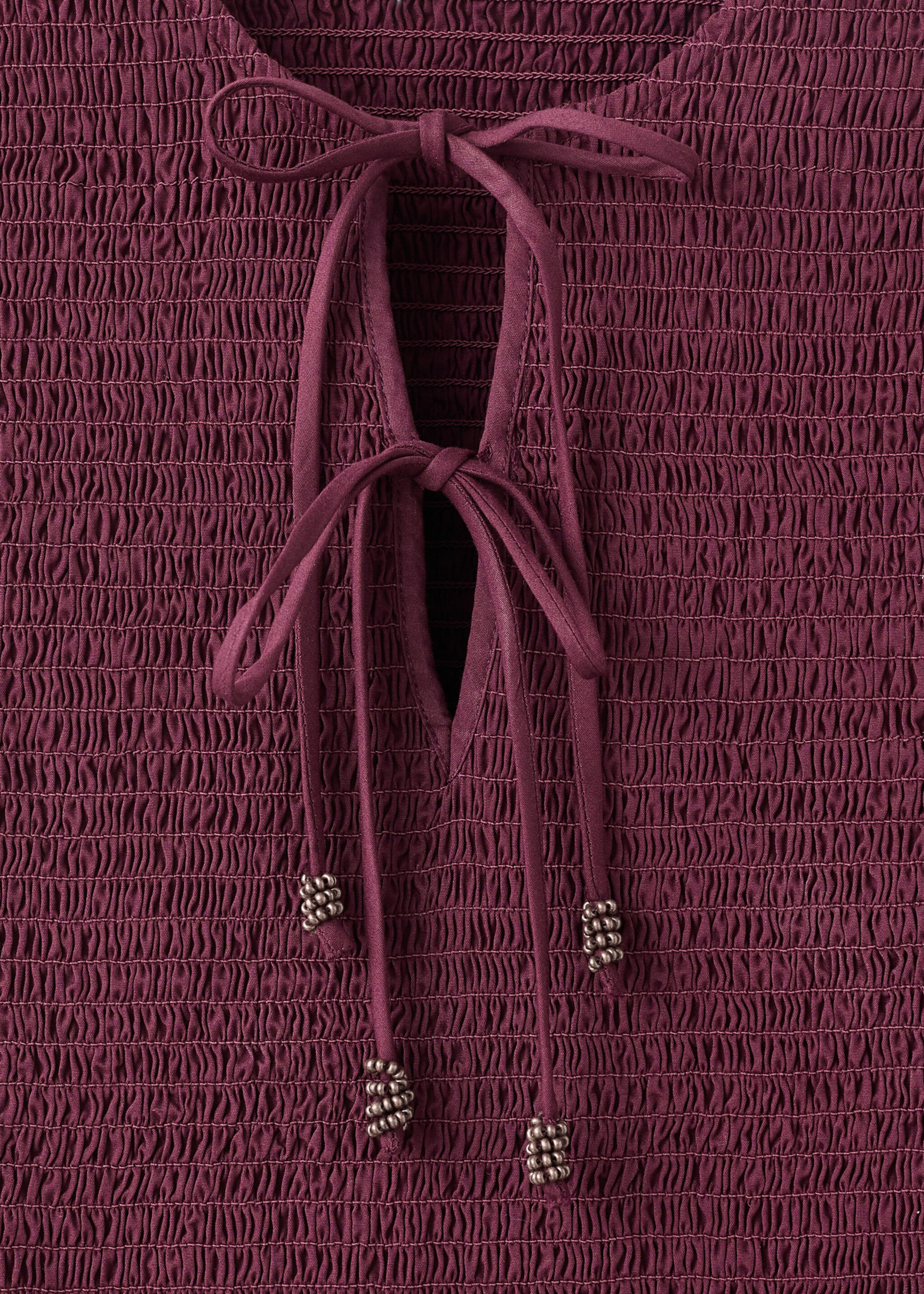 Blouse with gathered bows - Details of the article 8, Purple. Ref: 17057123-00.