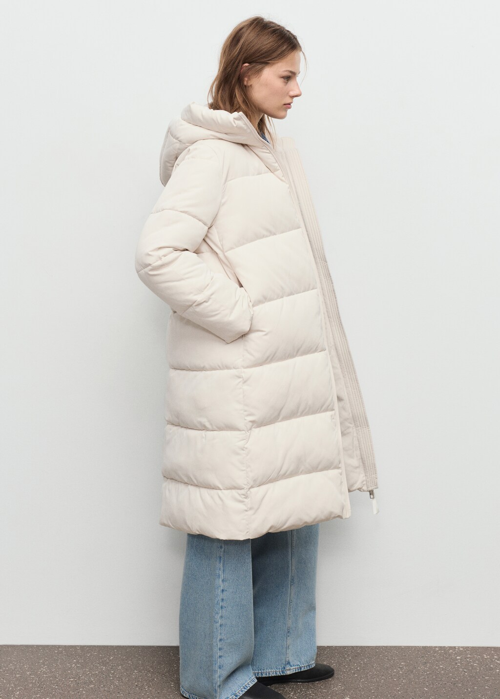 Mango Long padded anorak with hood