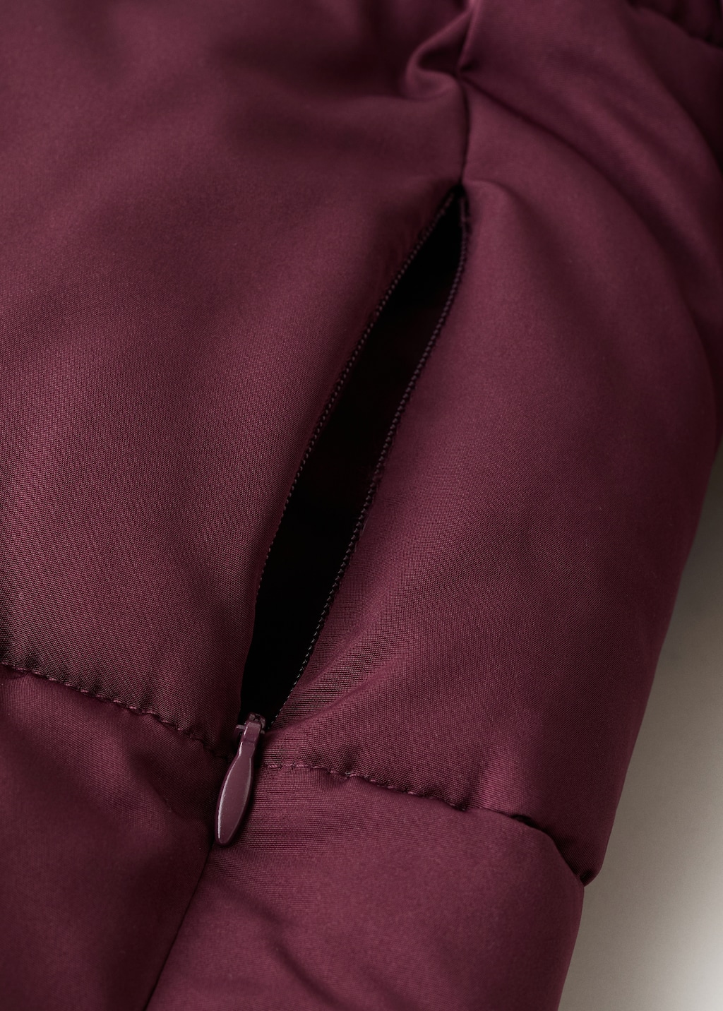 Long padded anorak with hood