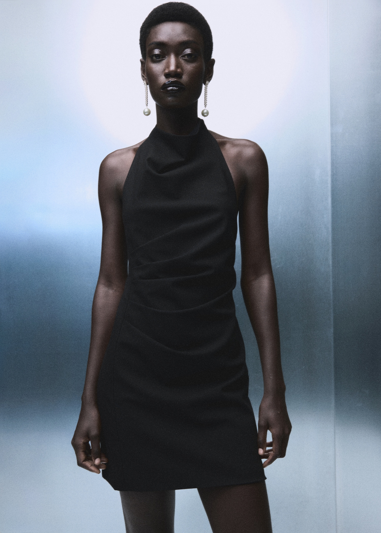 Halter neck ruched dress - Women | MANGO Kosovo Halter neck ruched dress - Women | MANGO Kosovo