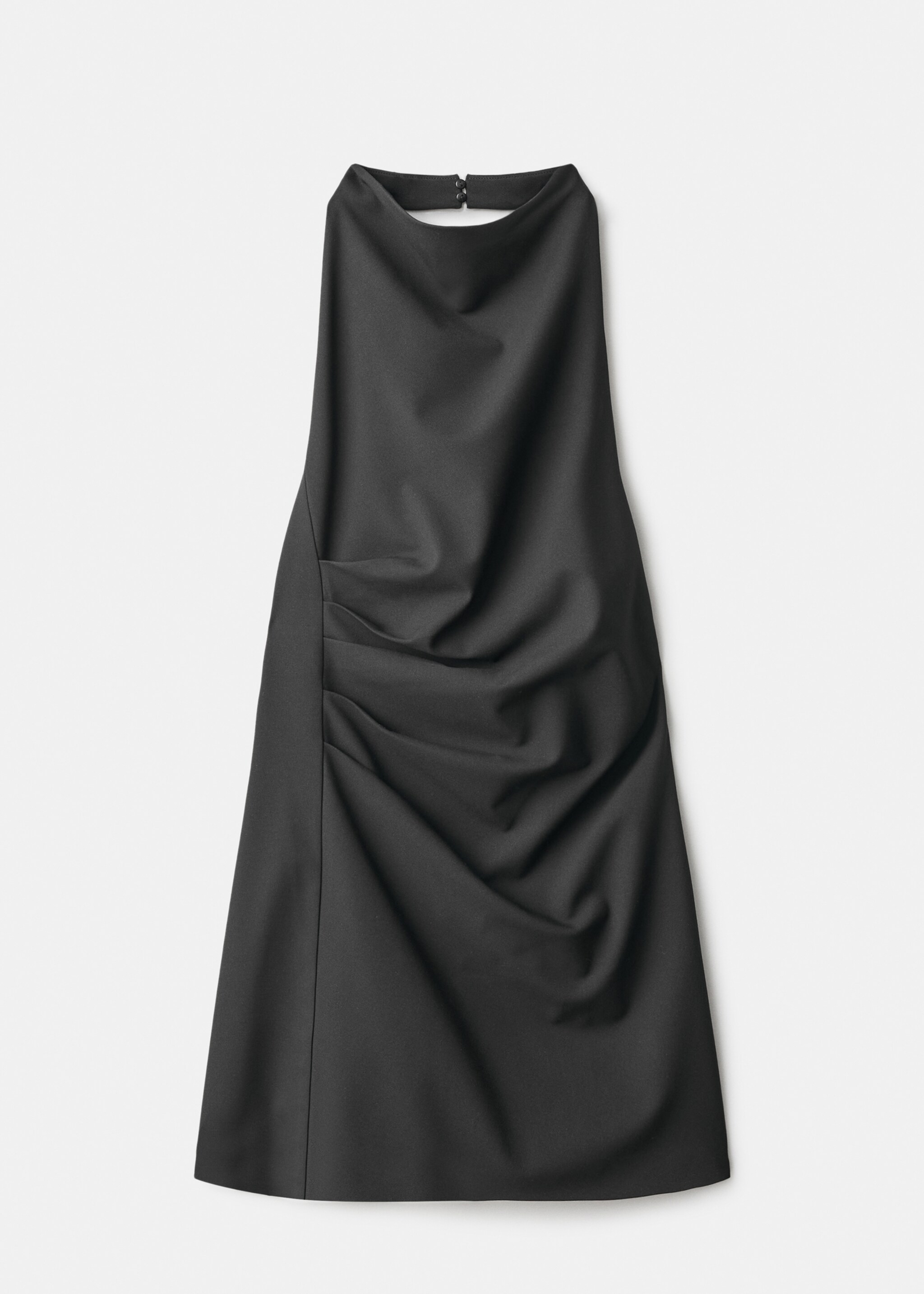 Halter neck ruched dress - Article without model, Black. Ref: 17057138-00.