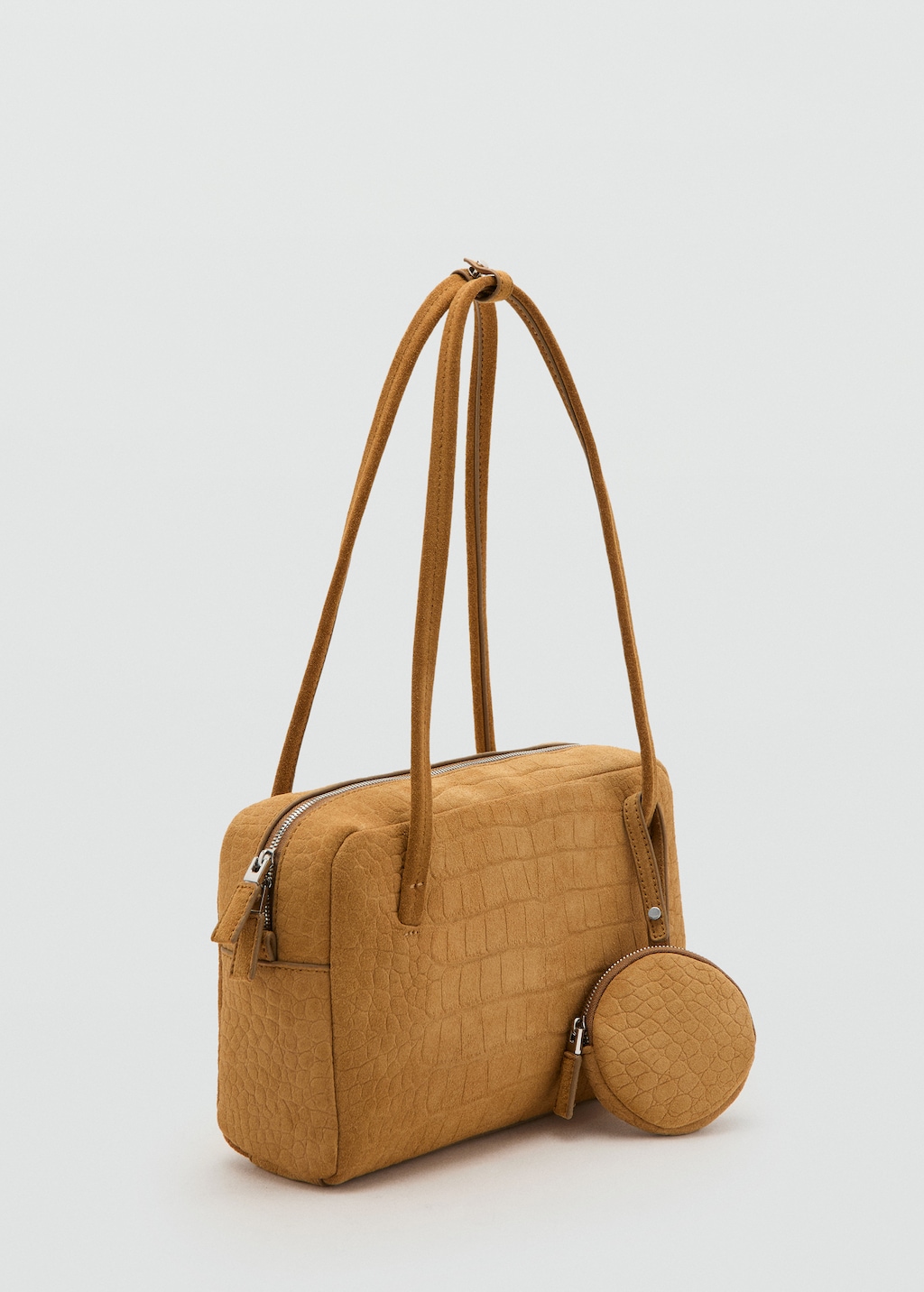 Small suede bowling handbag