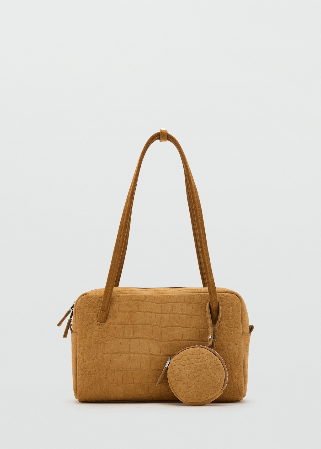 Small suede bowling handbag