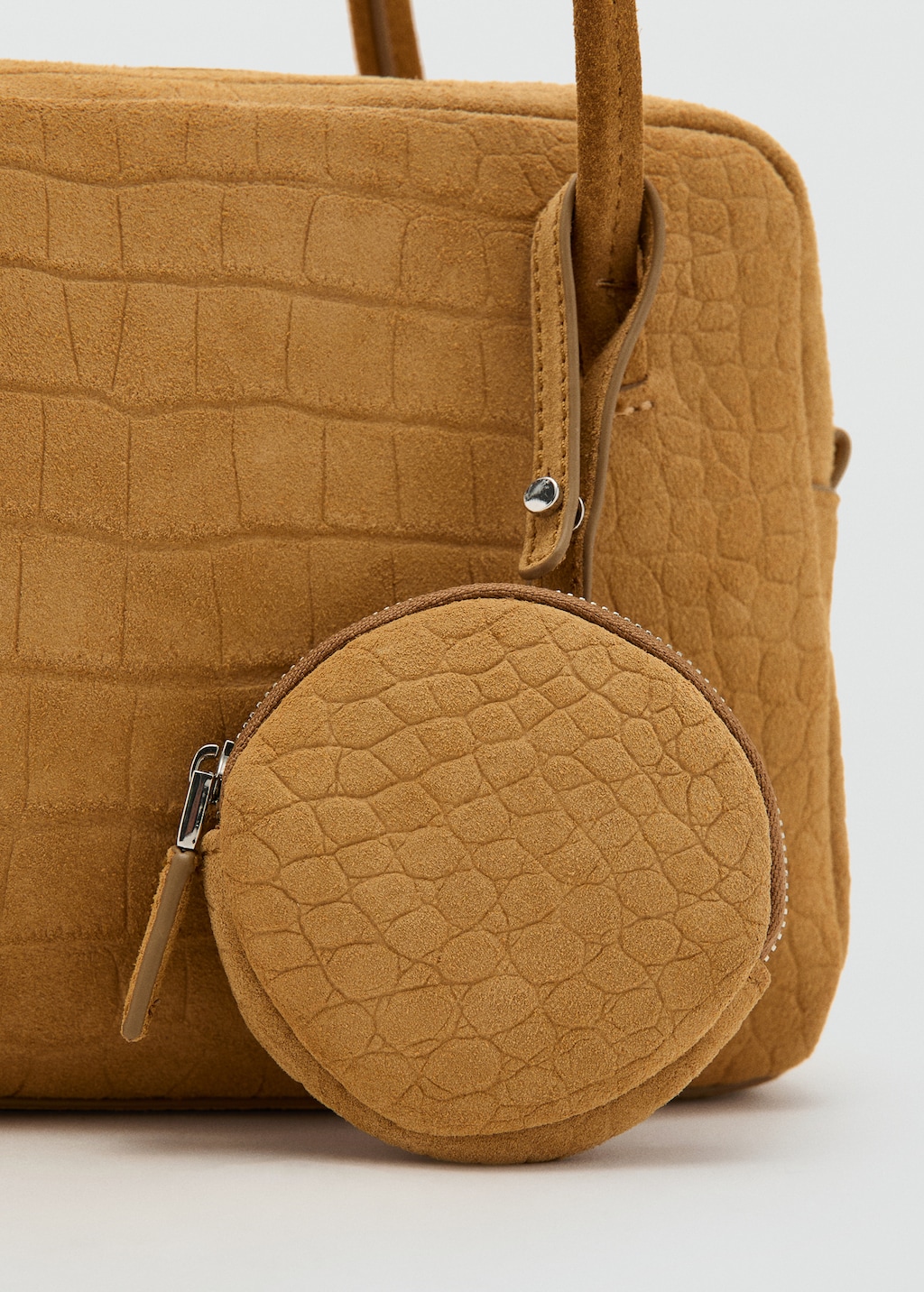 Small suede bowling handbag
