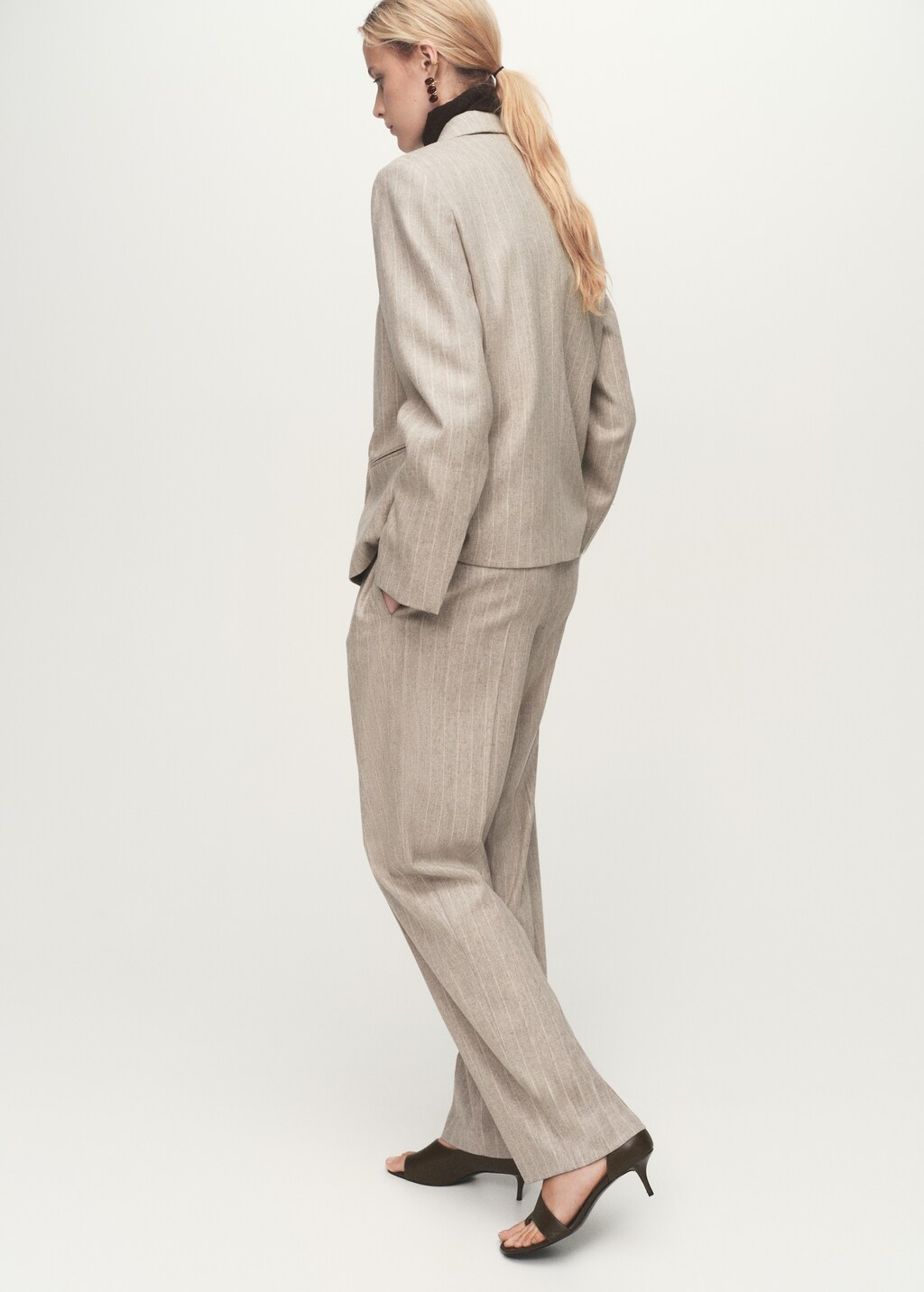 Pinstripe wool suit pants - image 3