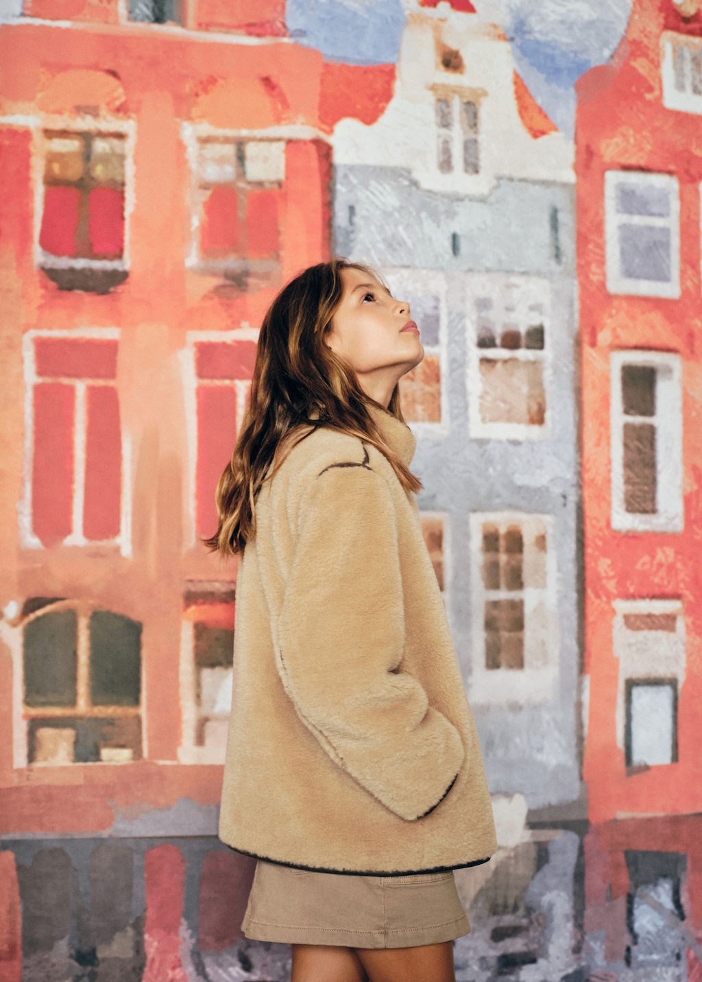 Faux-fur coat with buttons