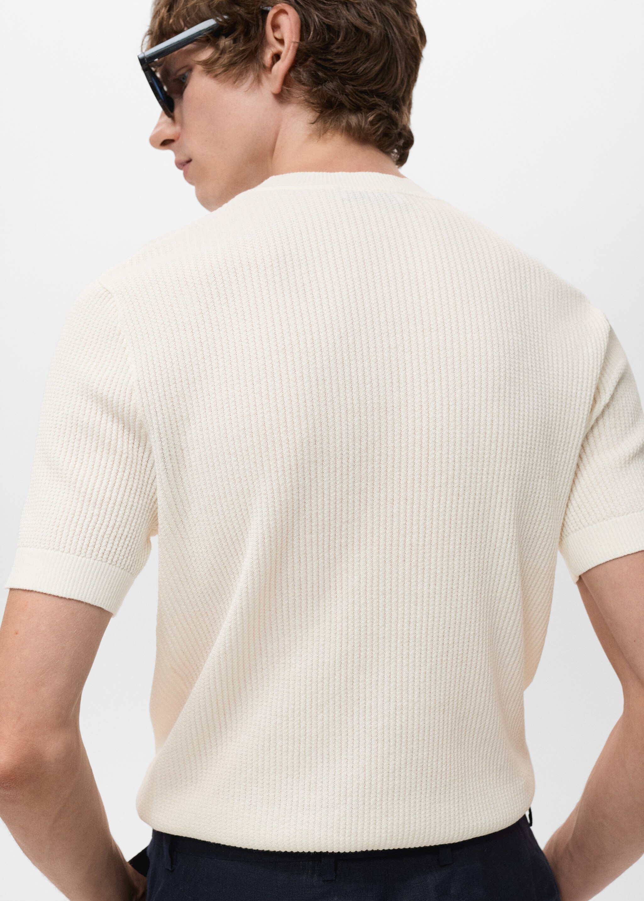 Camiseta punto canalé - Reverso del artículo, Blanco roto. Ref: 17057762-00.