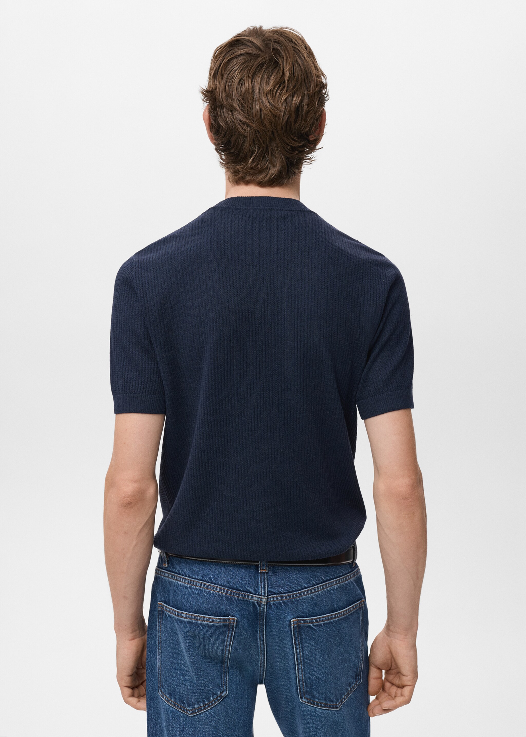 Camiseta punto canalé - Reverso del artículo, Azul marino. Ref: 17057762-00.