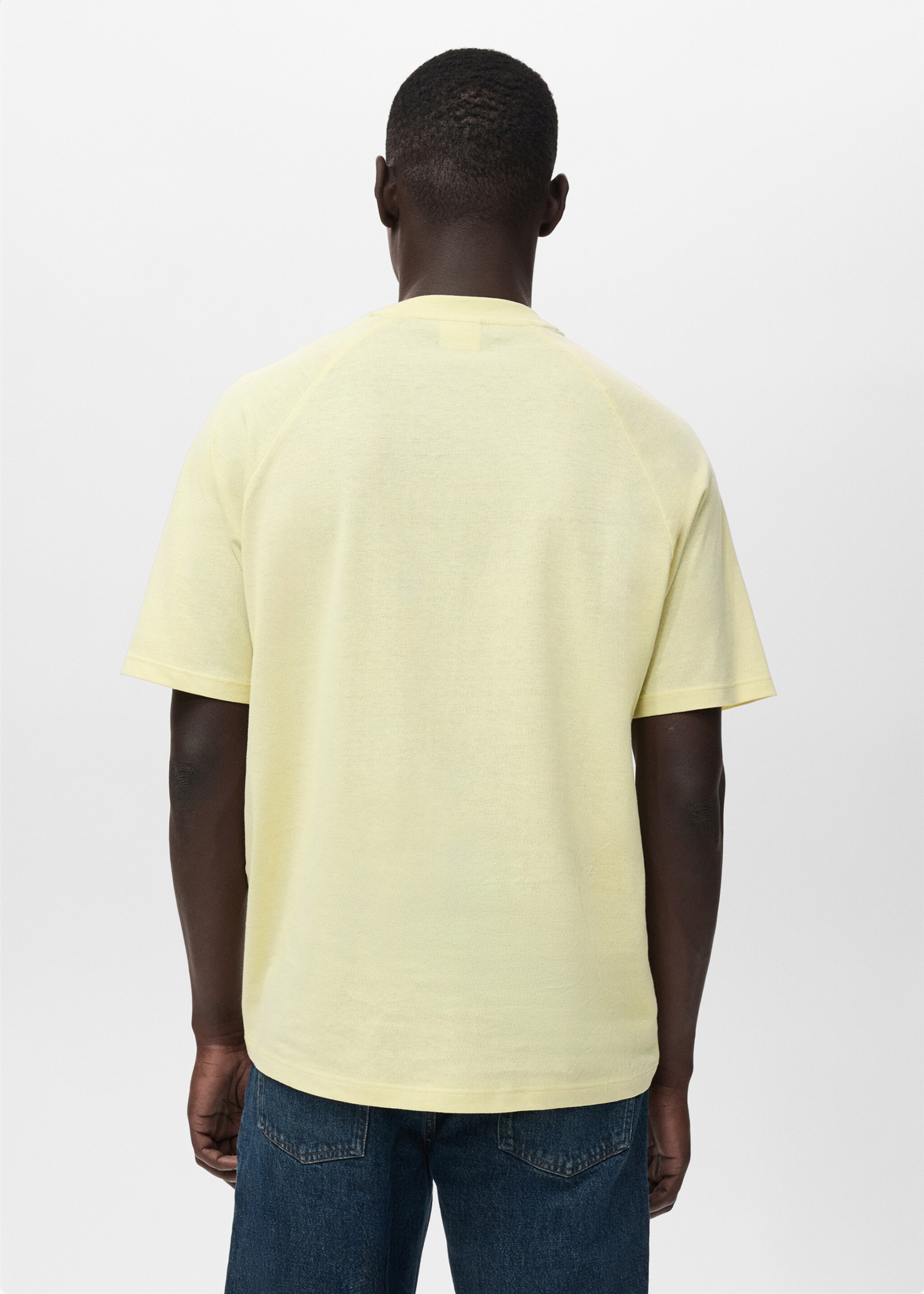 Relaxed-fit cotton-linen t-shirt - Reverse of the article, Neon Yellow. Ref: 17057767-00.