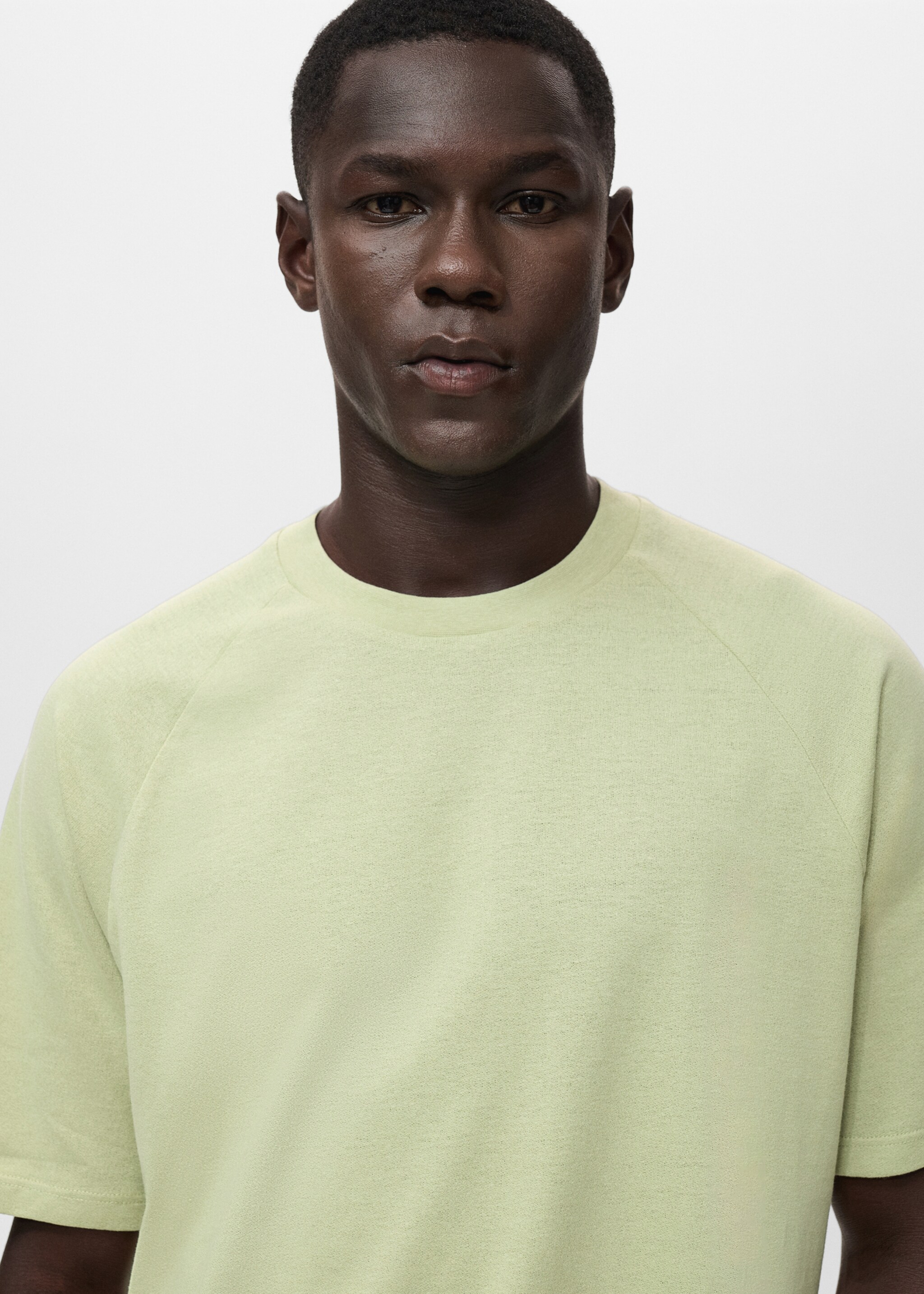Relaxed-fit cotton-linen t-shirt - Details of the article 1, Green Apple. Ref: 17057767-00.