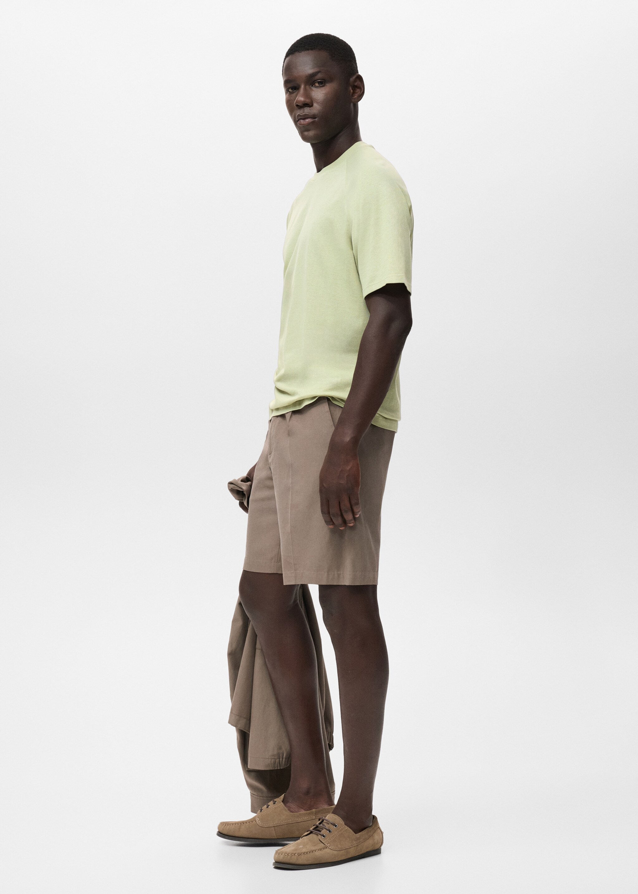Relaxed-fit cotton-linen t-shirt - Details of the article 2, Green Apple. Ref: 17057767-00.