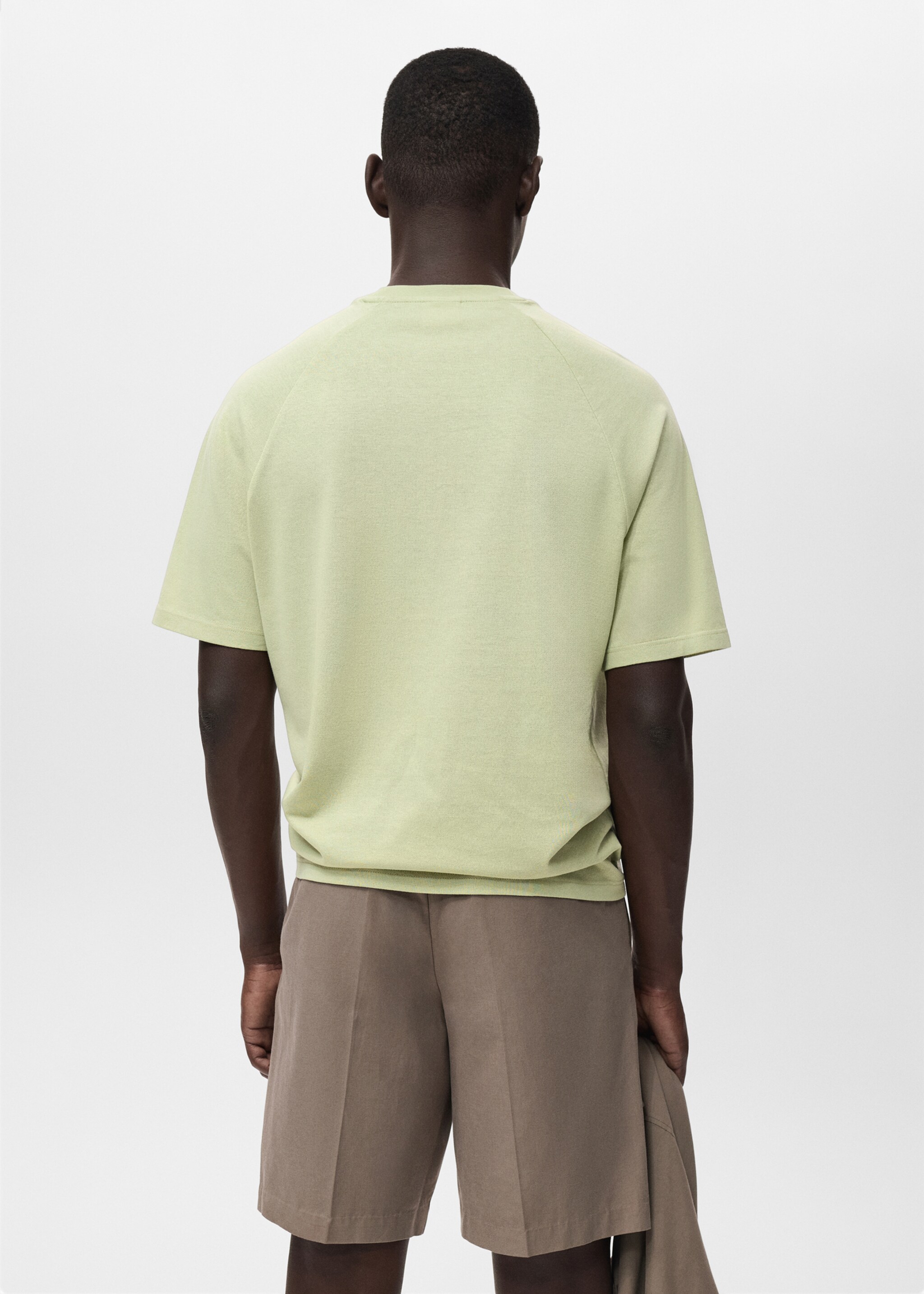 Relaxed-fit cotton-linen t-shirt - Reverse of the article, Green Apple. Ref: 17057767-00.