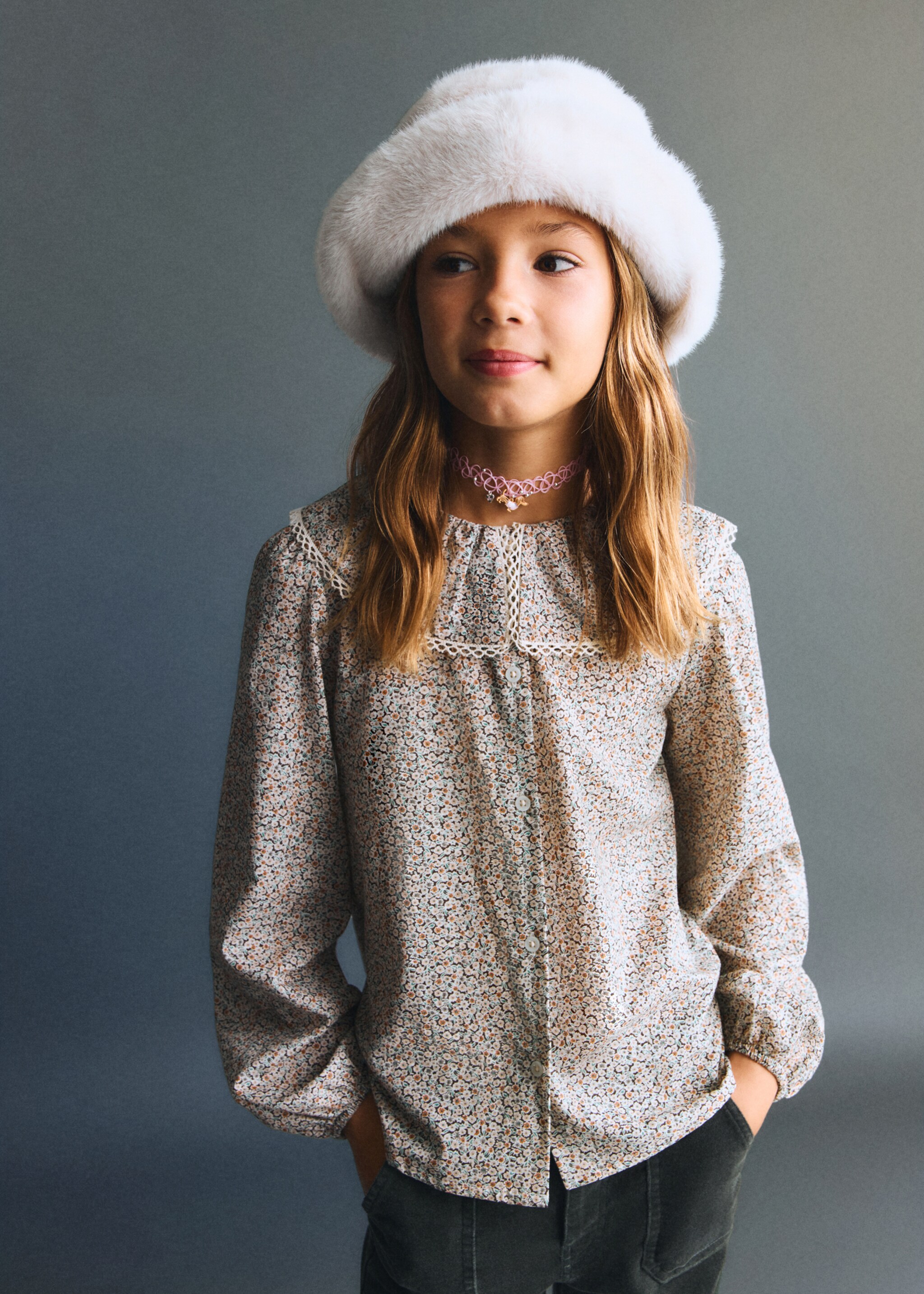 Floral cotton blouse - Medium plane, Green. Ref: 17057770-00.