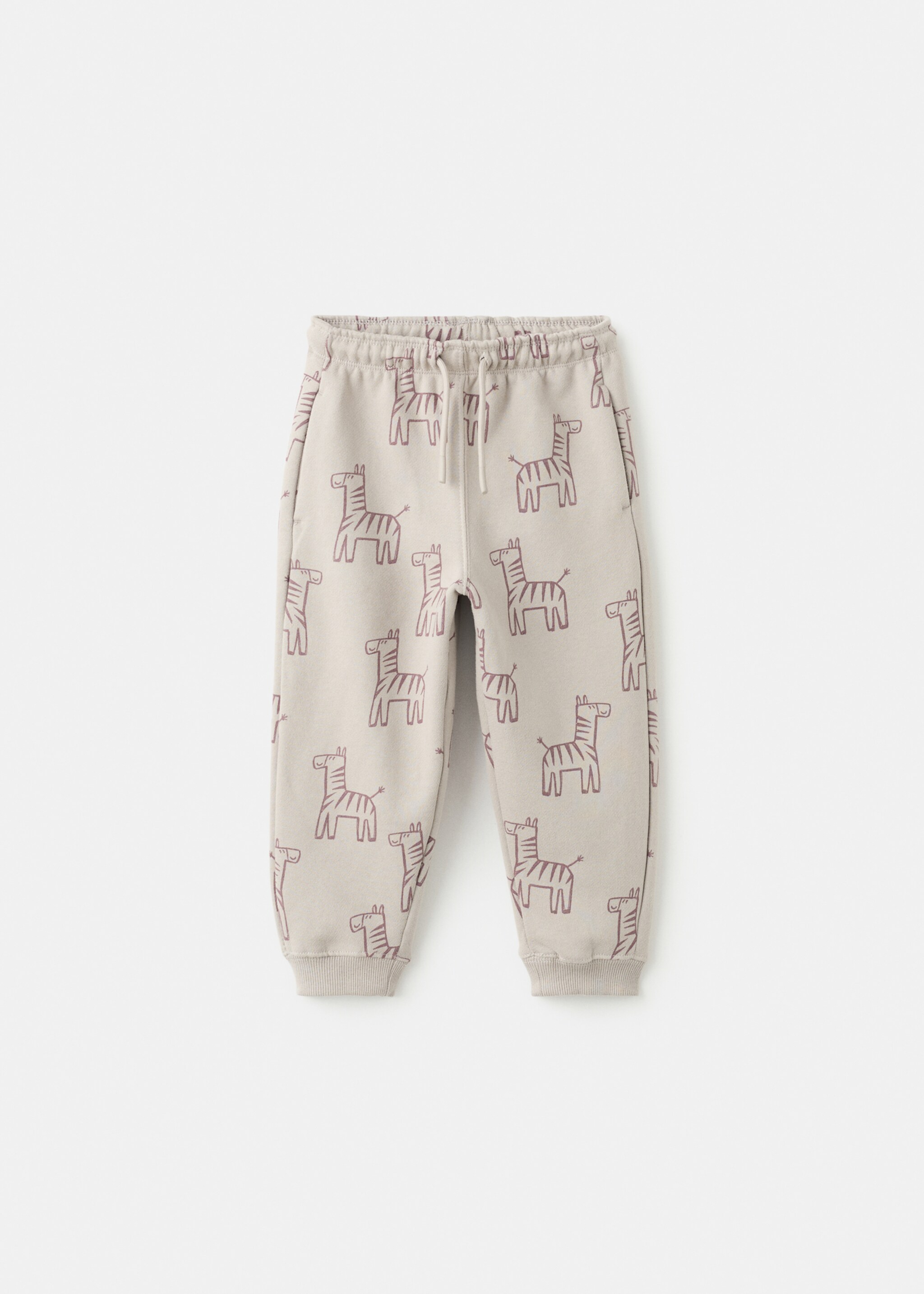Printed cotton joggers - Article without model, Sand. Ref: 17057779-00.