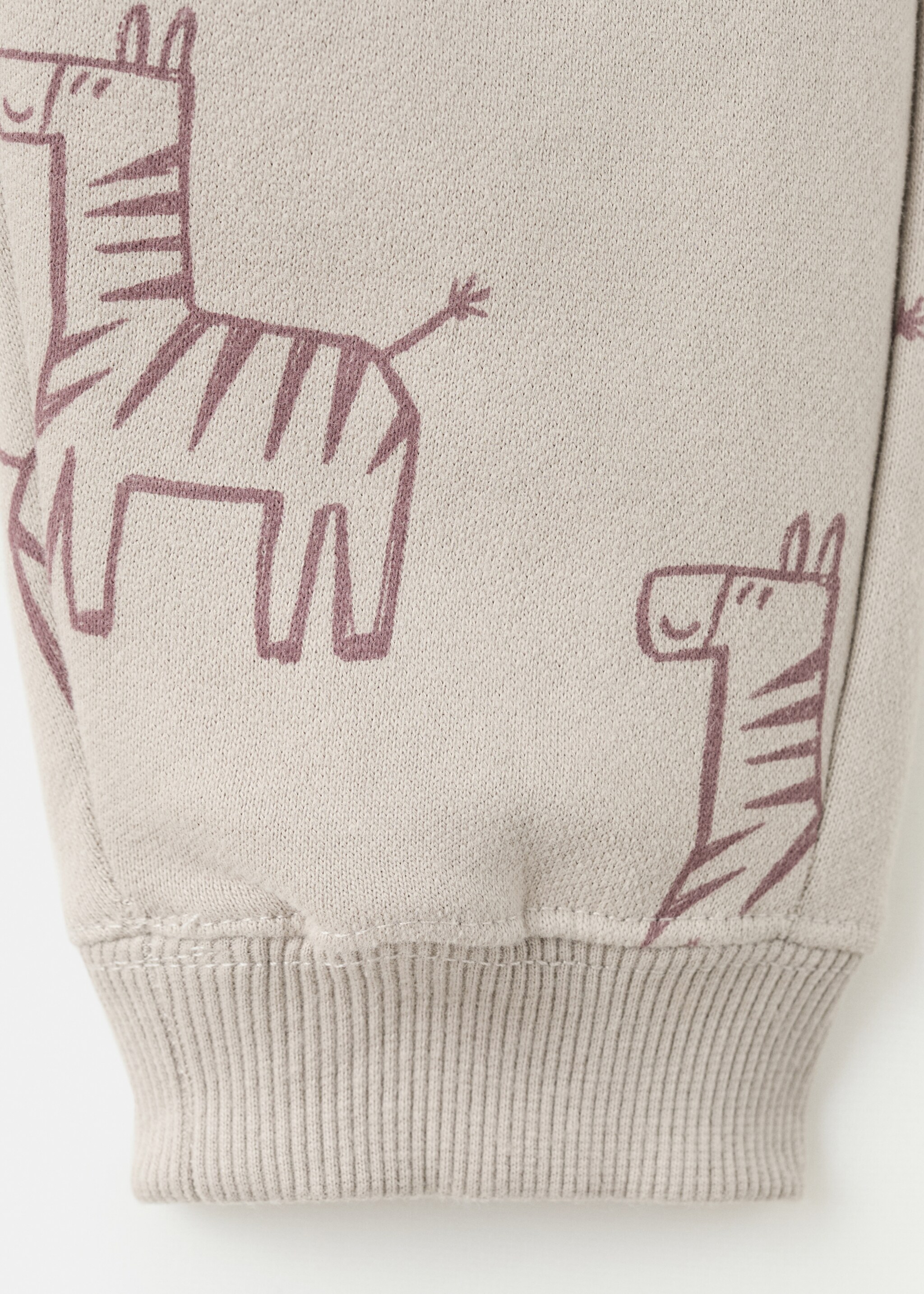 Printed cotton joggers - Details of the article 0, Sand. Ref: 17057779-00.