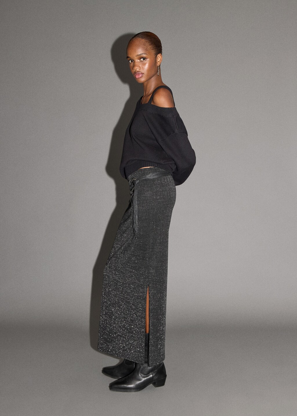 Long lurex skirt