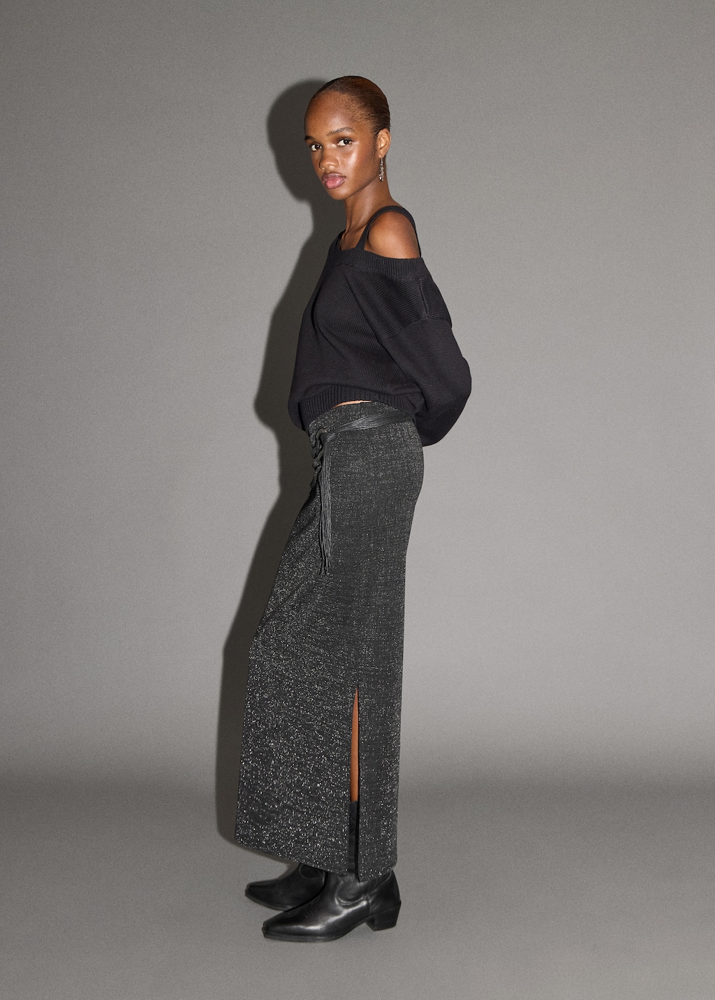 Long lurex skirt