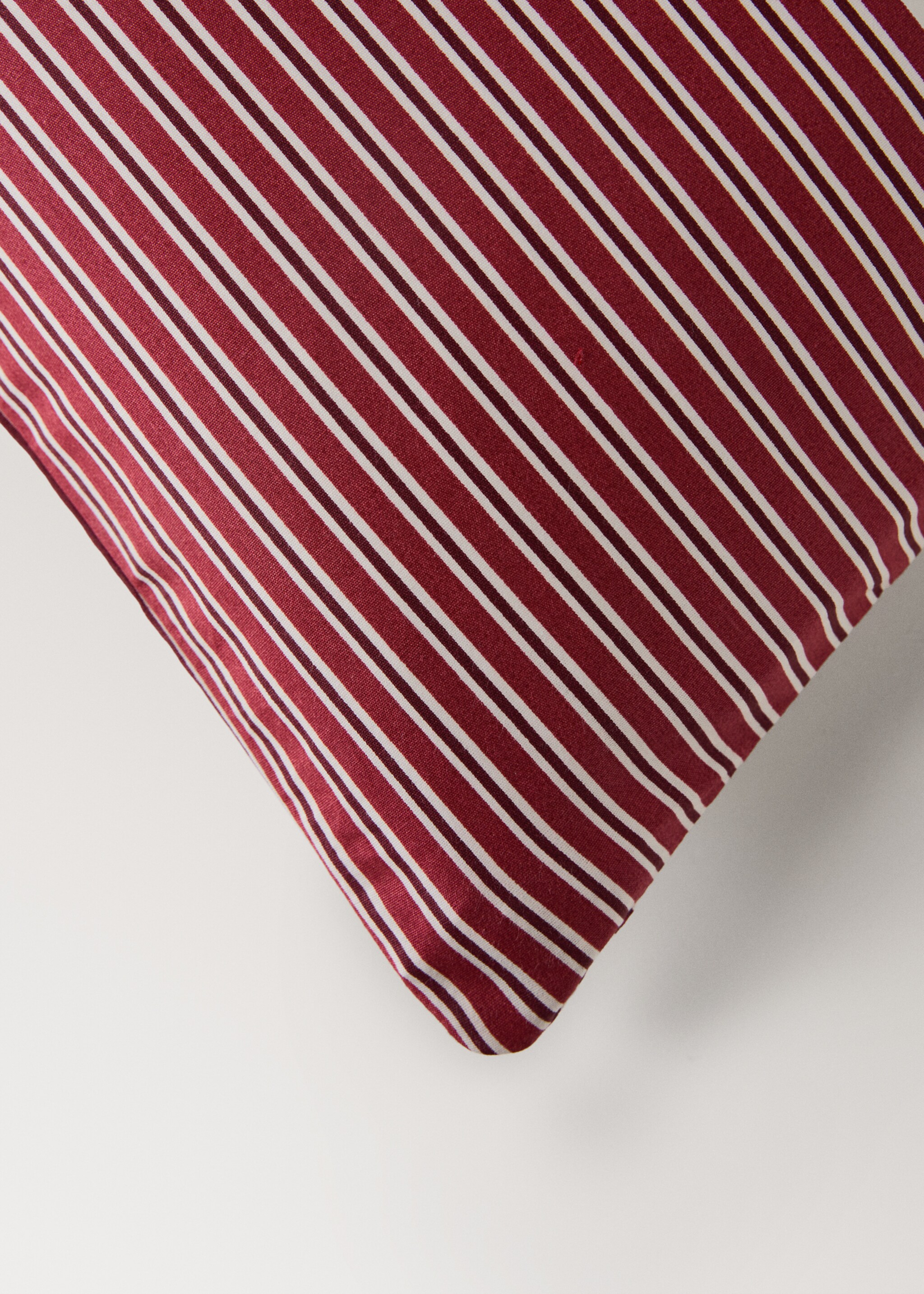 200-thread count percale cotton reversible striped duvet cover for 90cm bed - Details of the article 3, Maroon. Ref: 17057784-00.