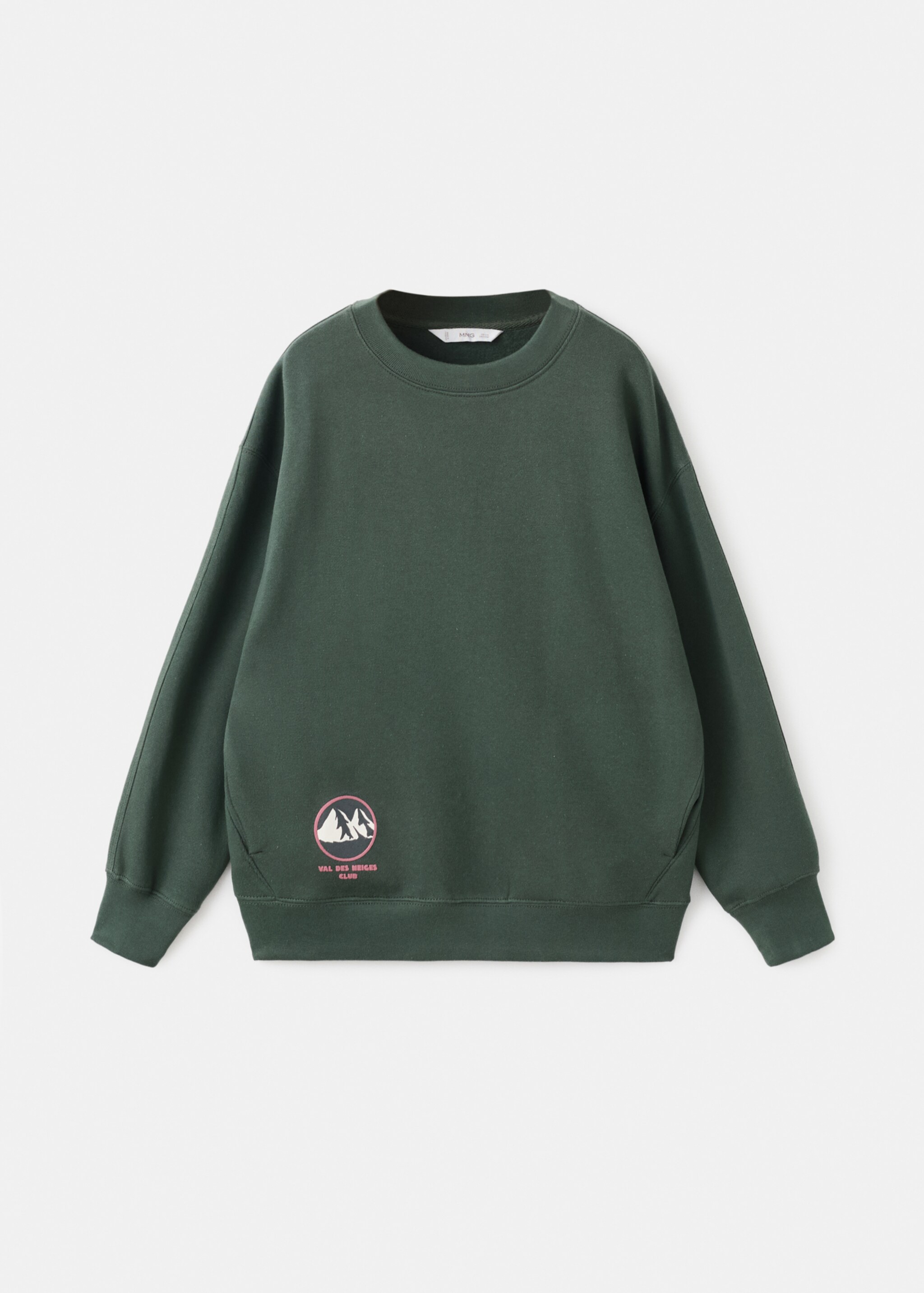 Printed cotton sweatshirt - Article without model, Medium Green. Ref: 17057787-00.