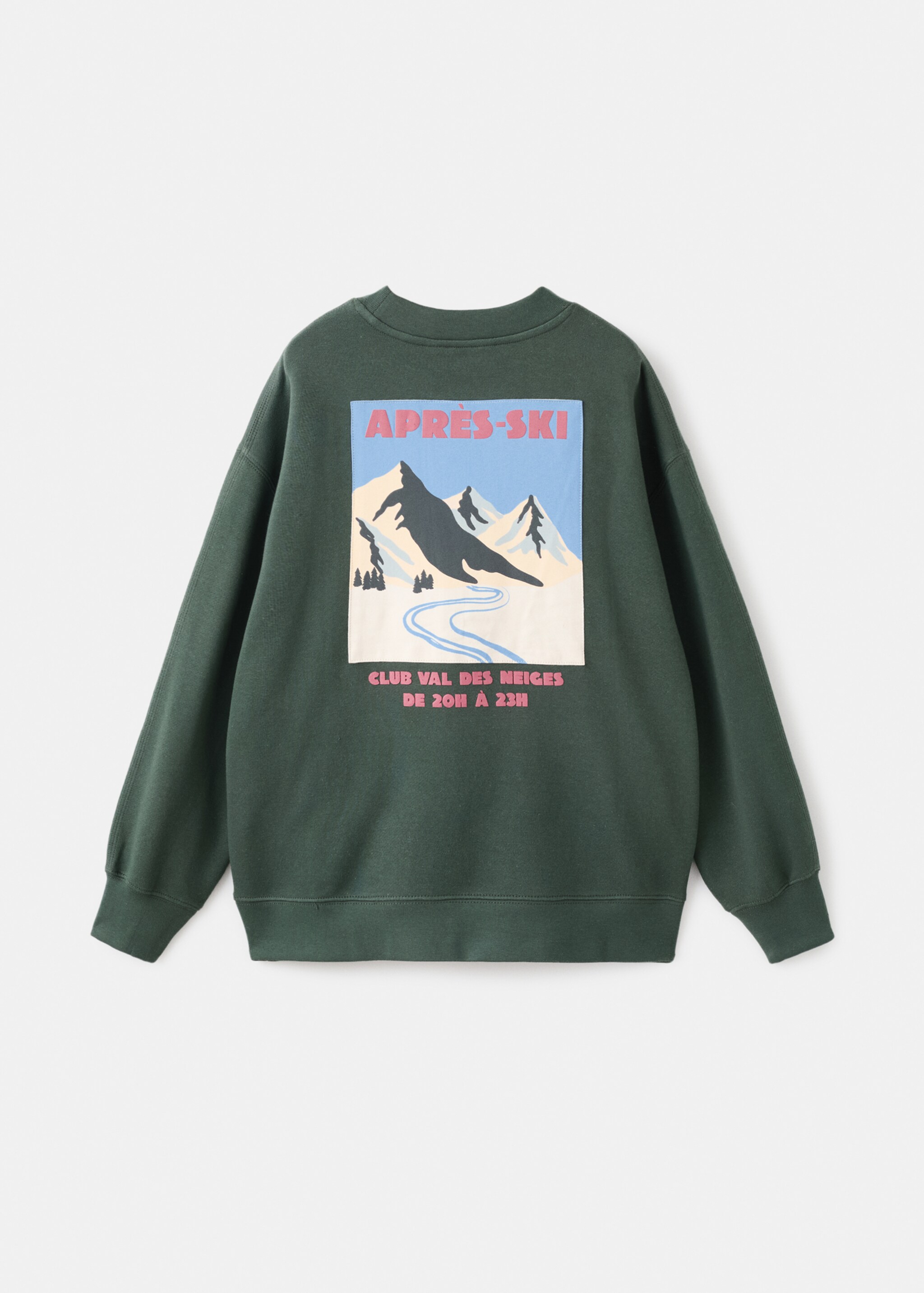 Printed cotton sweatshirt - Reverse of the article, Medium Green. Ref: 17057787-00.