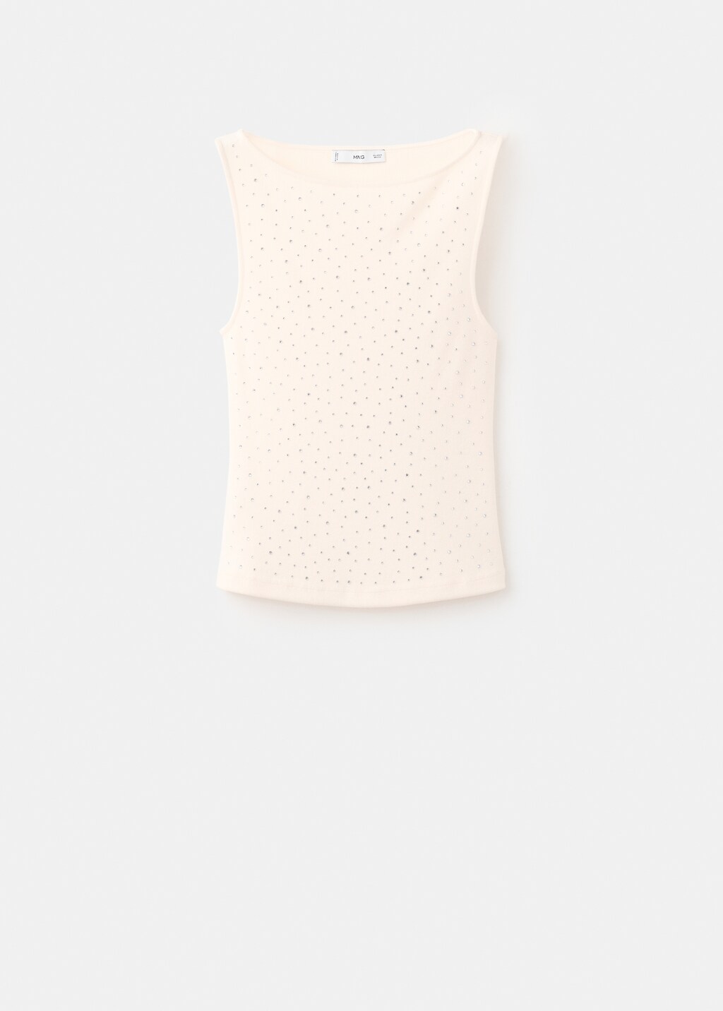 Mango Boat-neck top with rhinestones