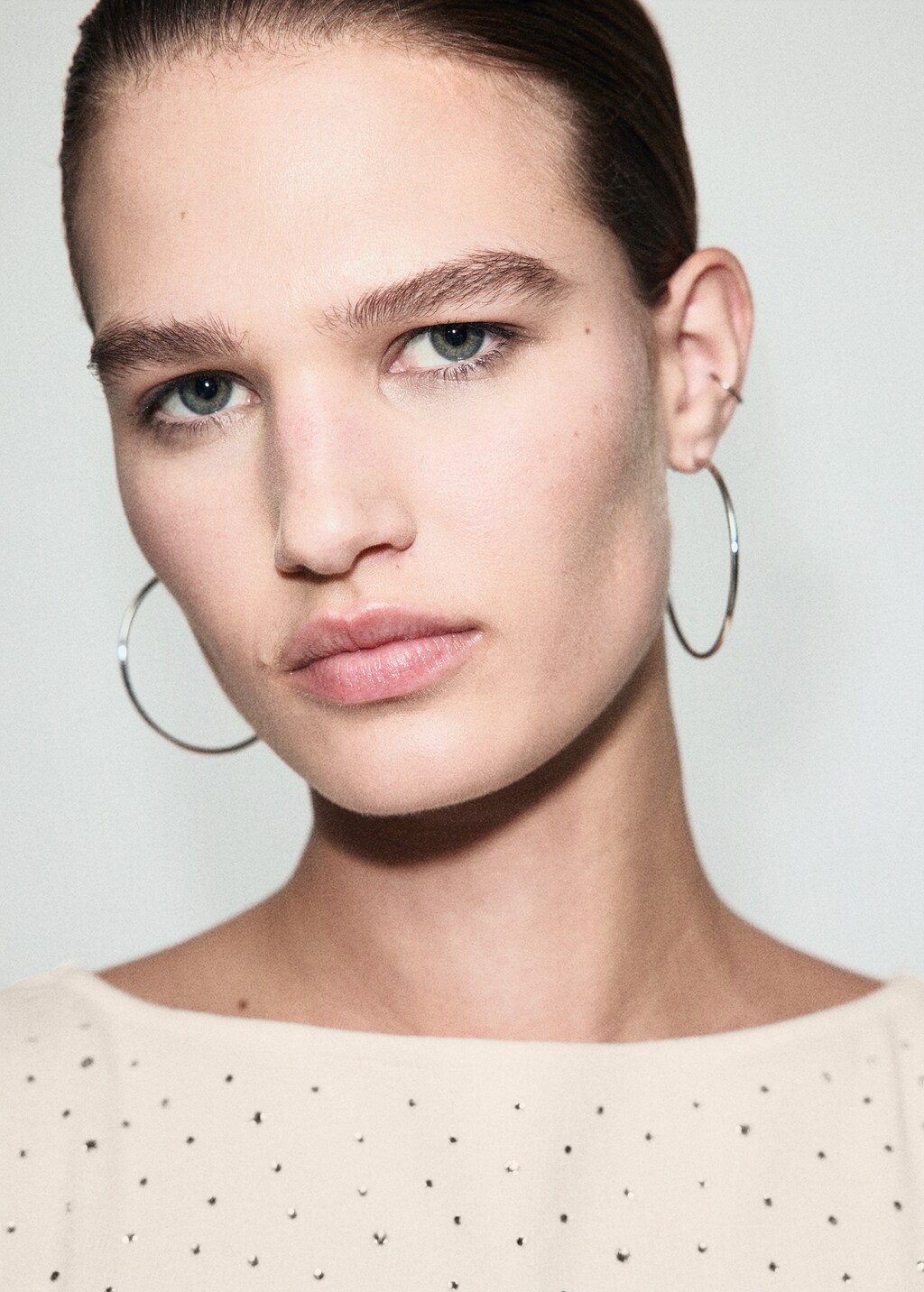 Mango Boat-neck top with rhinestones