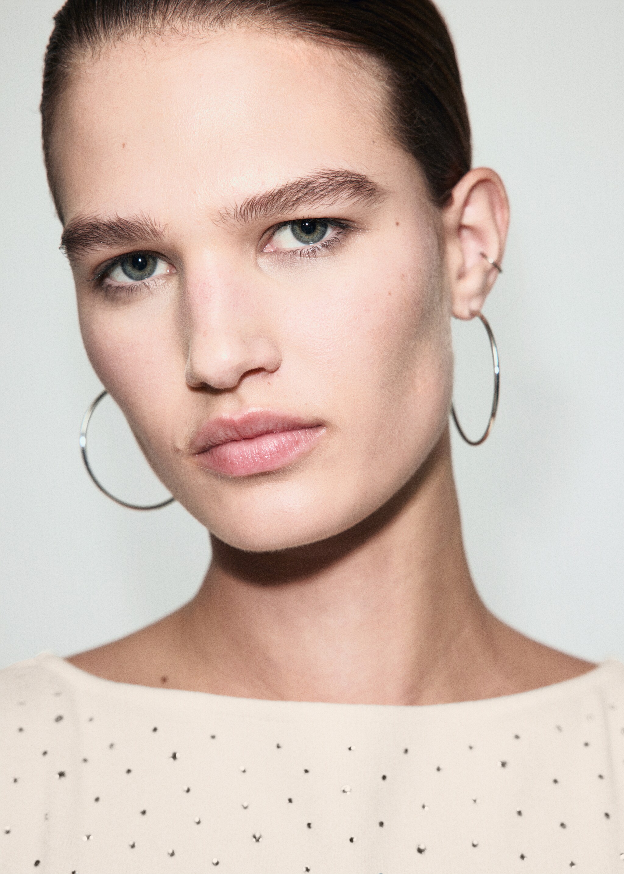 Strass boat neck top - Details of the article 1, Off White. Ref: 17057792-00.