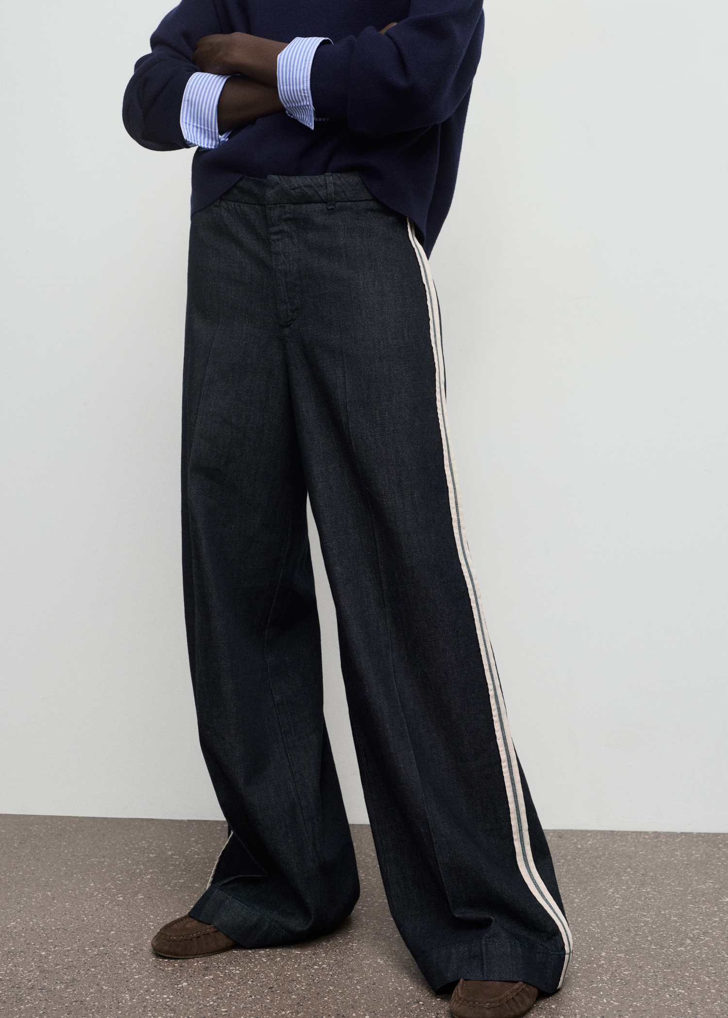 Wide-leg striped jeans - Medium plane