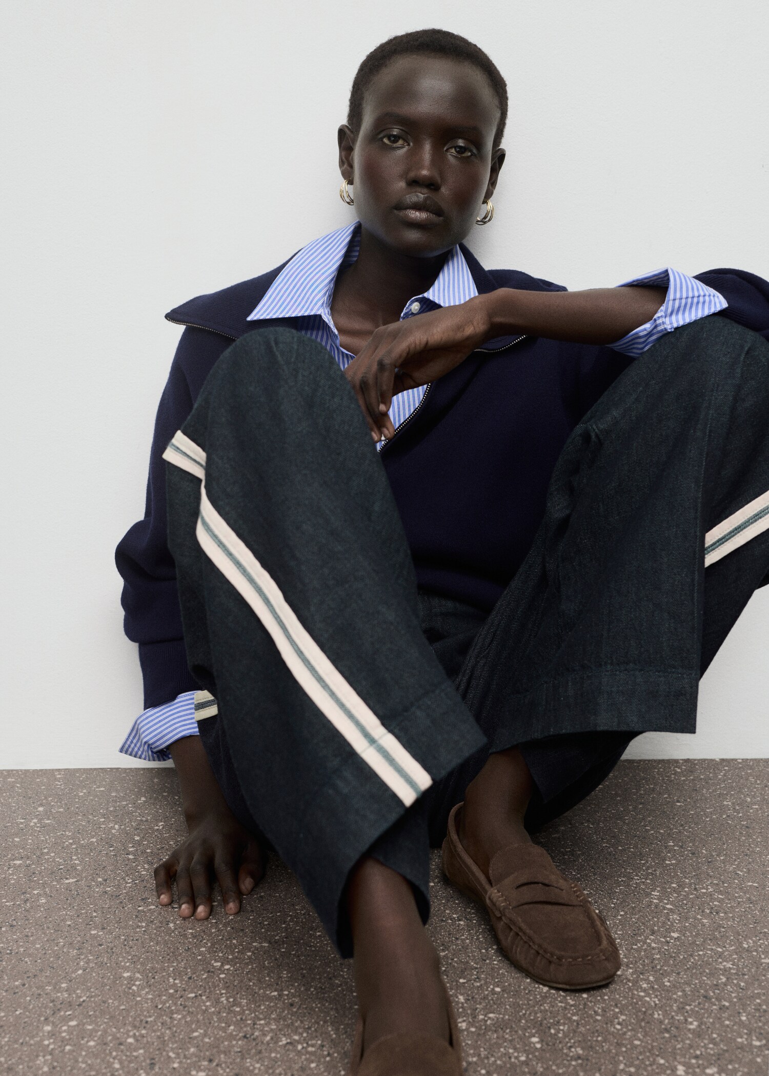 Wide-leg striped jeans - Details of the article 1