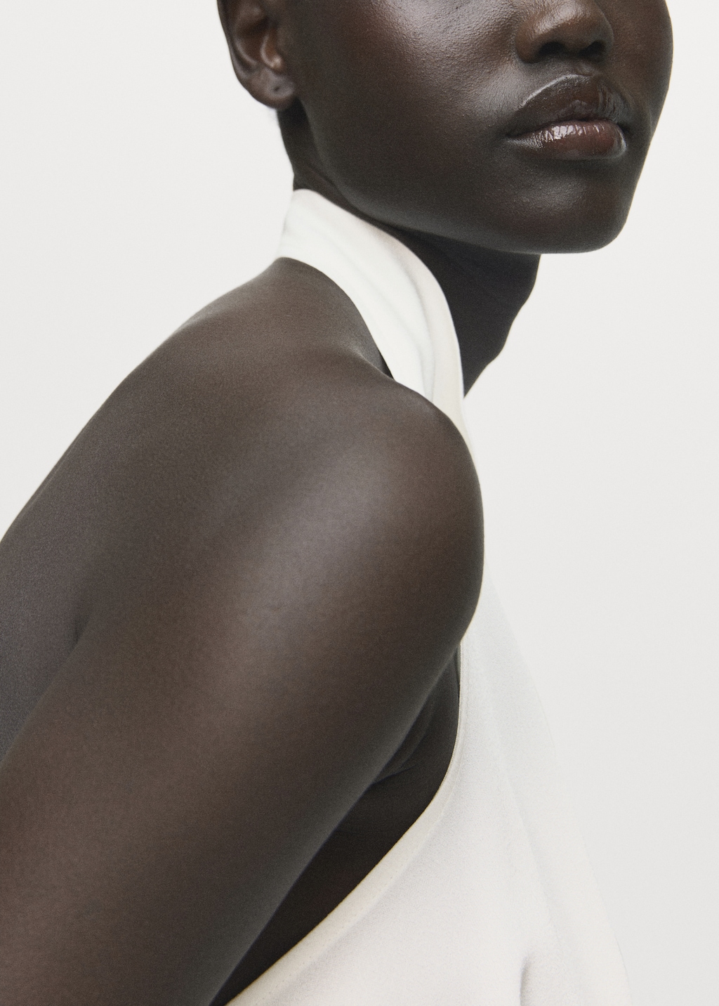 Satin blouse with draped neck