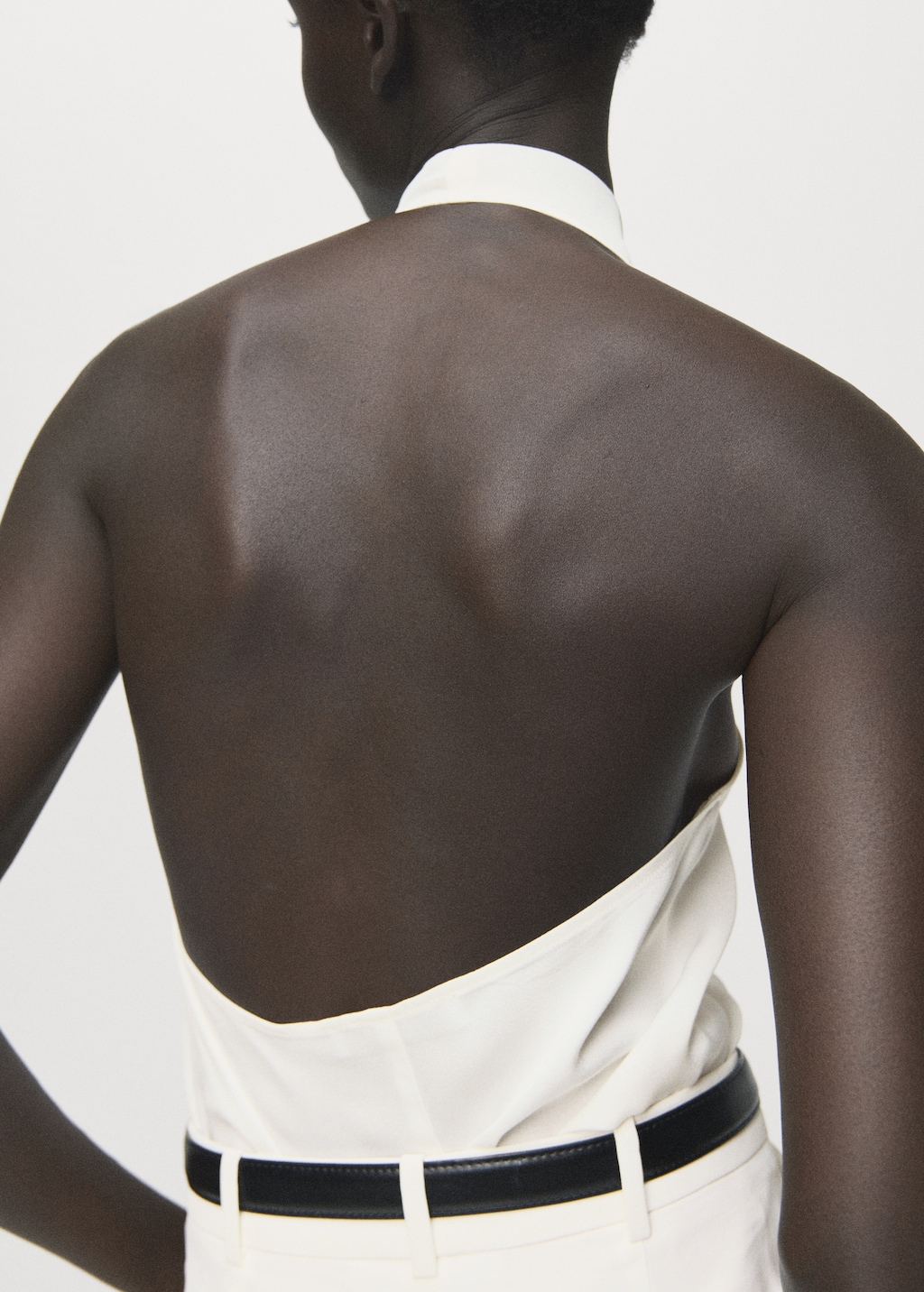 Satin blouse with draped neck