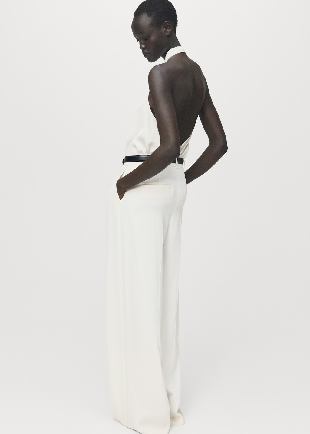 Satin blouse with draped neck