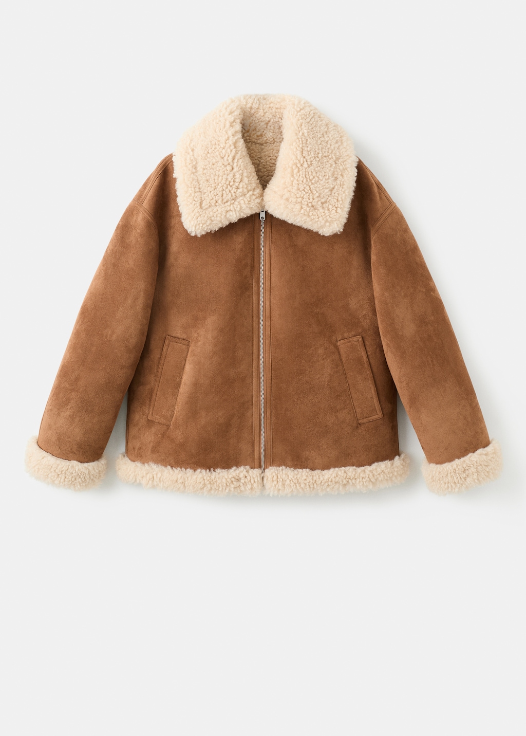 Shearling and suede-effect jacket