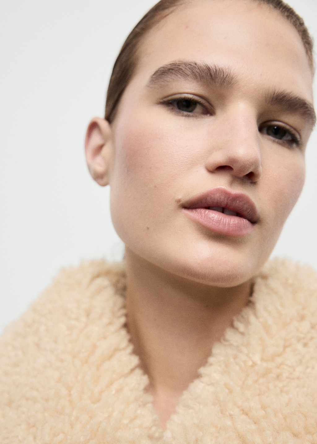 Shearling and suede-effect jacket