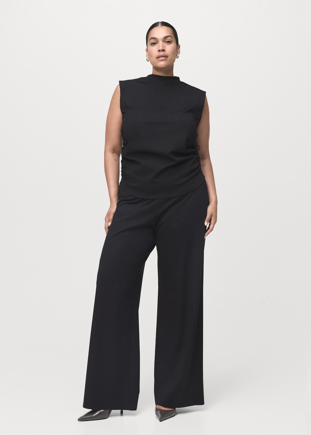 Ruched funnel-neck top
