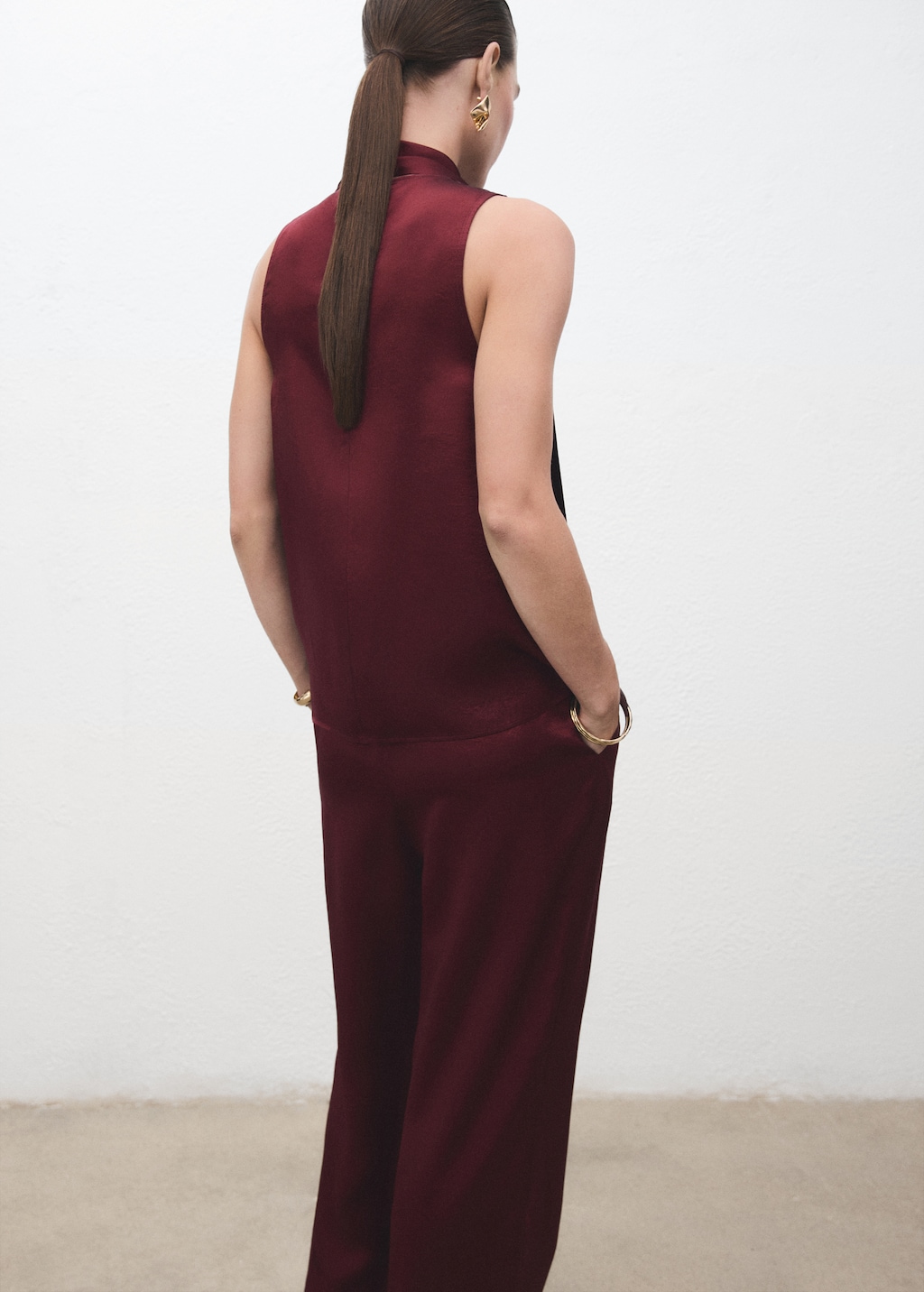 Satin blouse with foulard