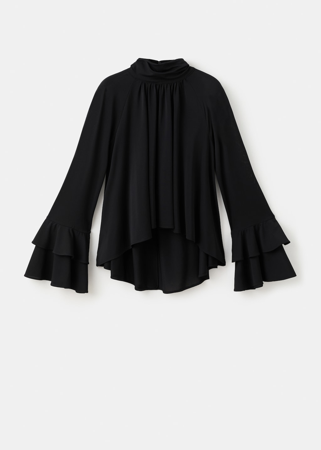 Blouse with flared sleeves and ruffles
