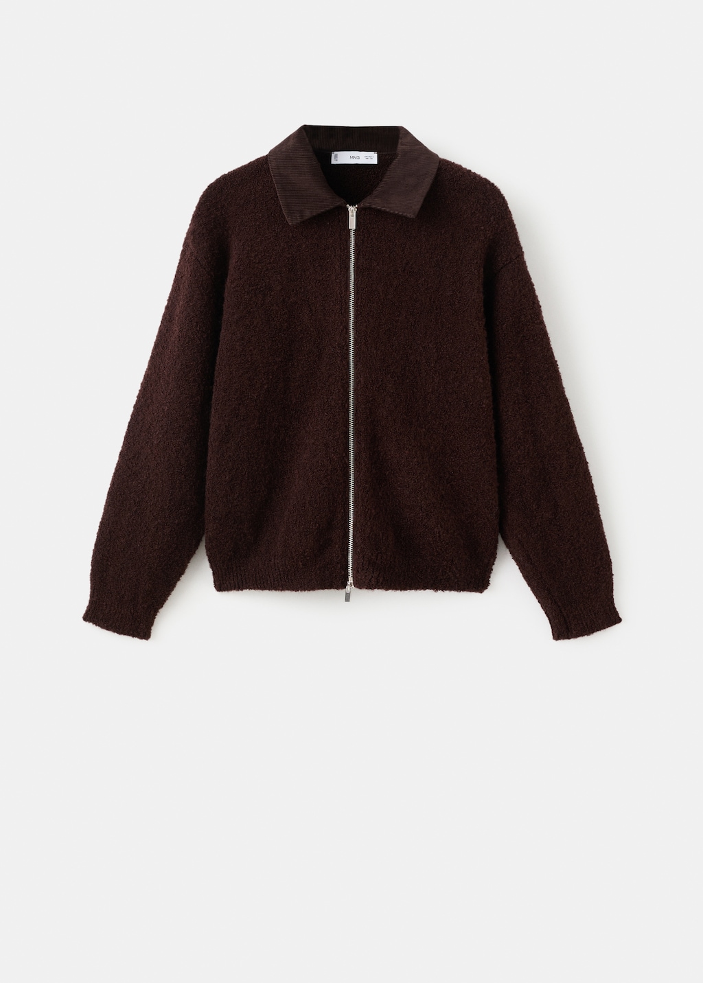 Bouclé jacket with corduroy collar