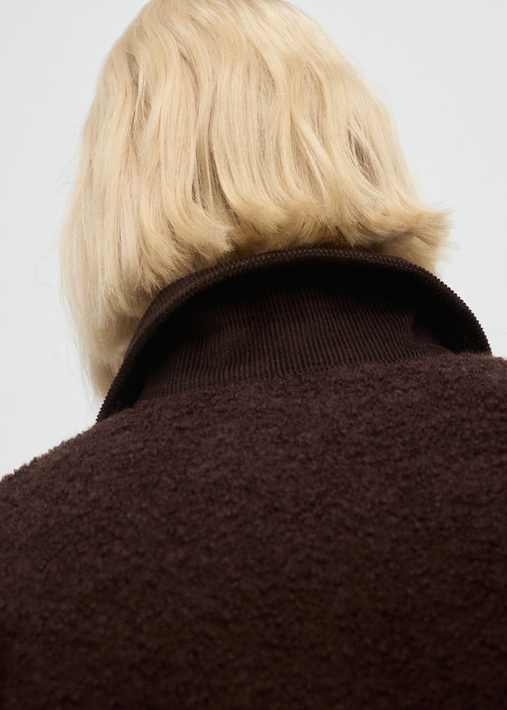 Bouclé jacket with corduroy collar