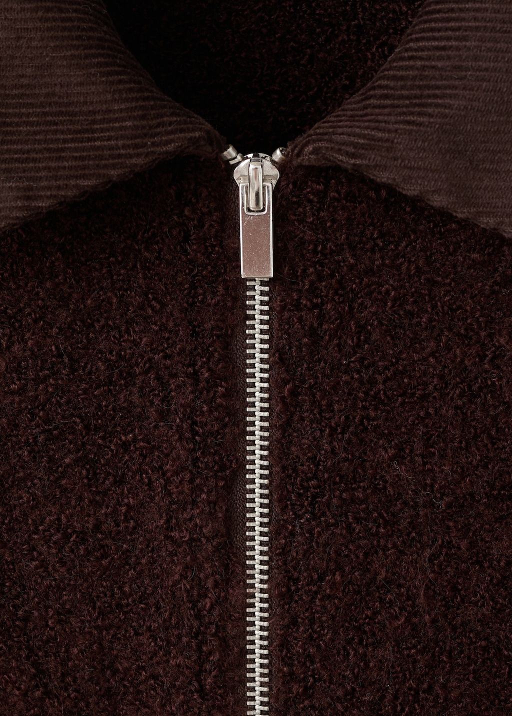 Bouclé jacket with corduroy collar