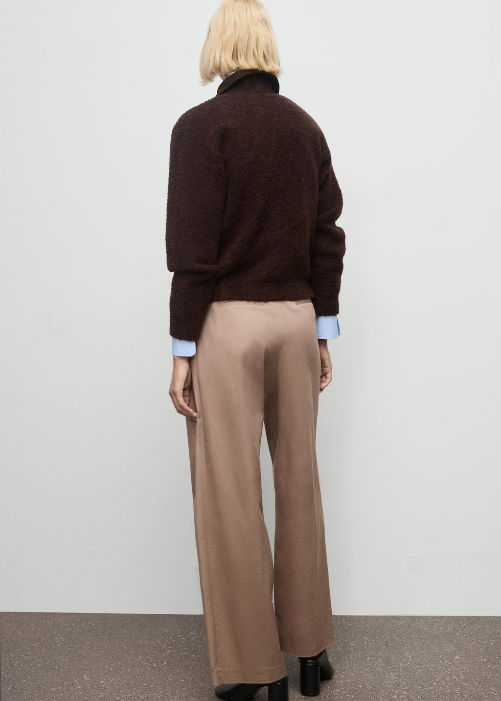 Bouclé jacket with corduroy collar